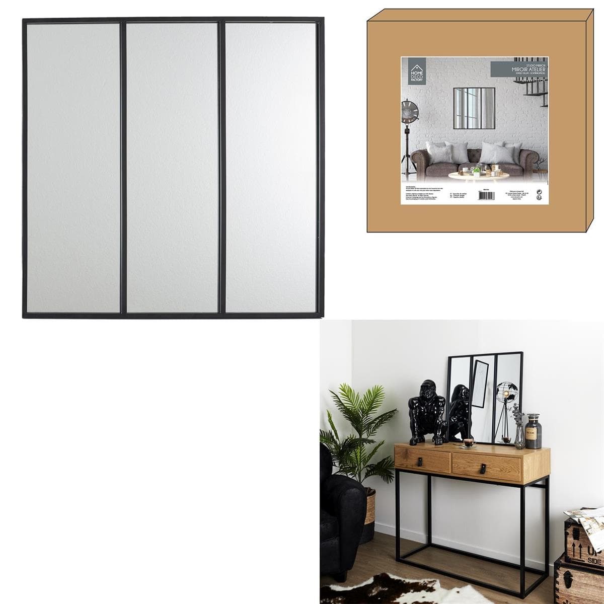 

Lustro Atelier potrójne czarne