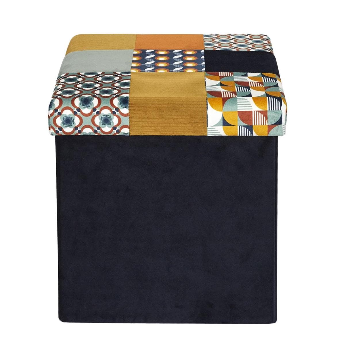 

Pufa Intesi Vels Patchwork czarna/kolory