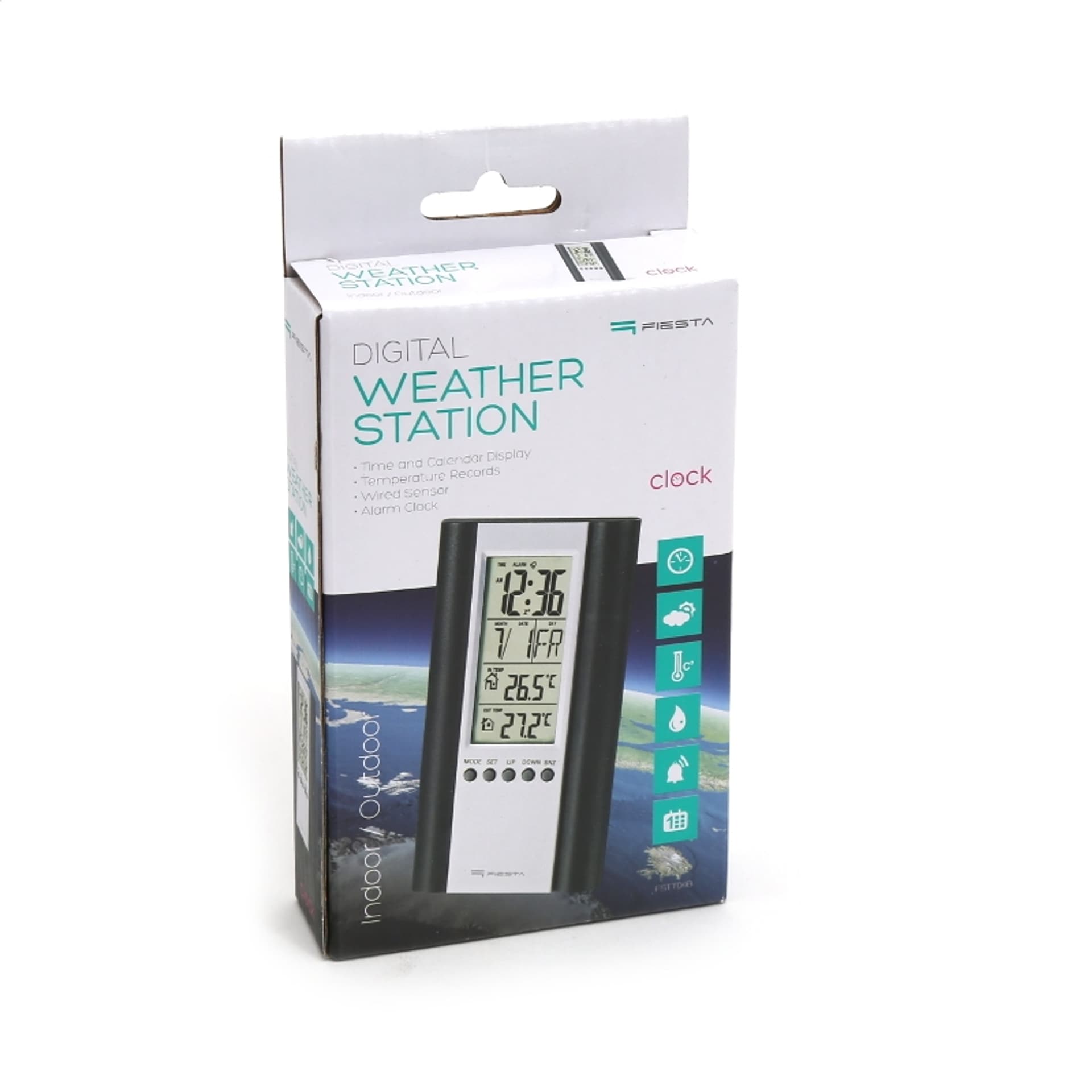 

FIESTA DIGITAL WEATHER STATION LCD WIRED SENSOR STACJA POGODY Z WYŚWIETLACZEM LCD I CZUJNIKIEM PRZEWODOWYM BLACK [43569]