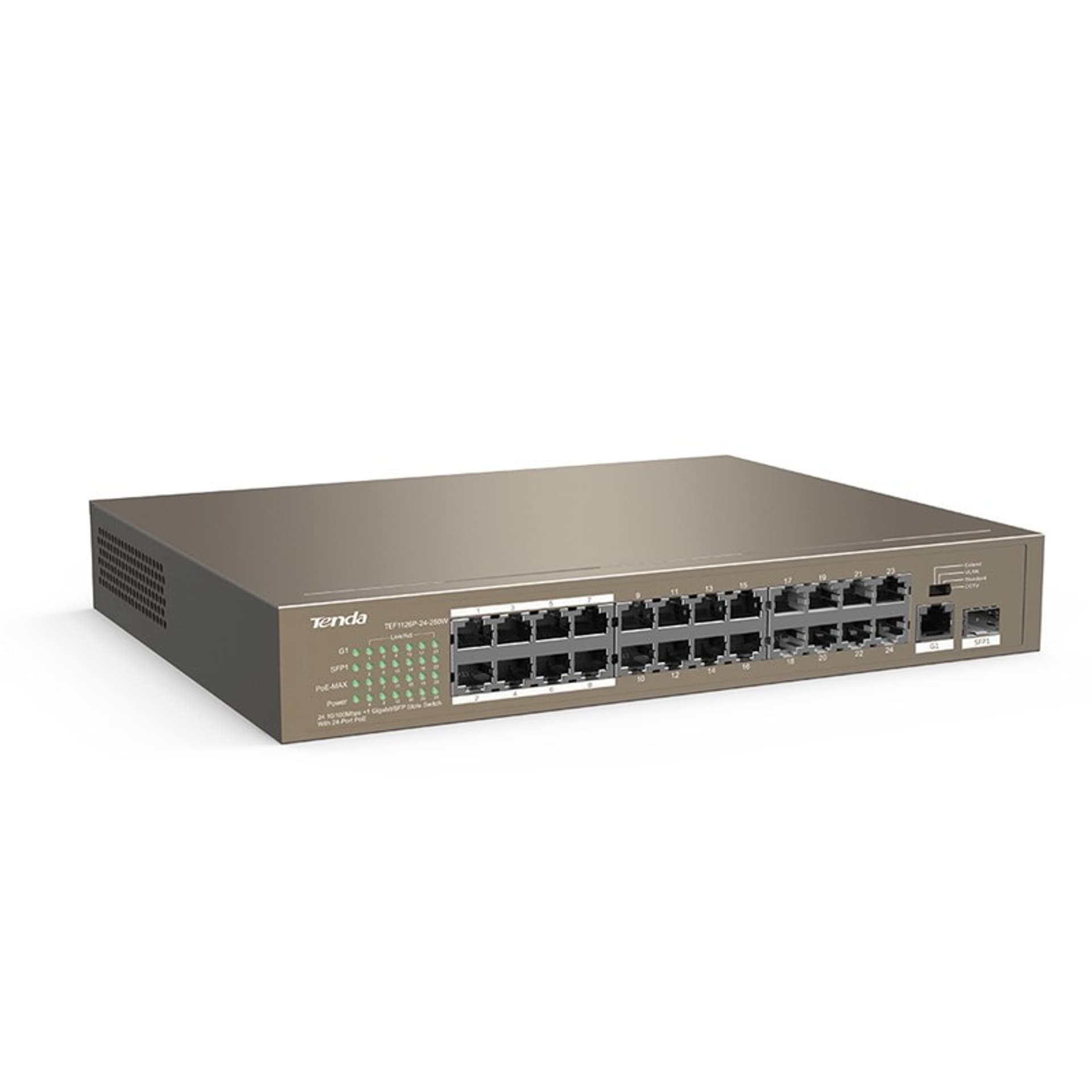 

Switch PoE Tenda TEF1126P-24-250W (1x 10/100/1000Mbps, 24x 10/100Mbps)