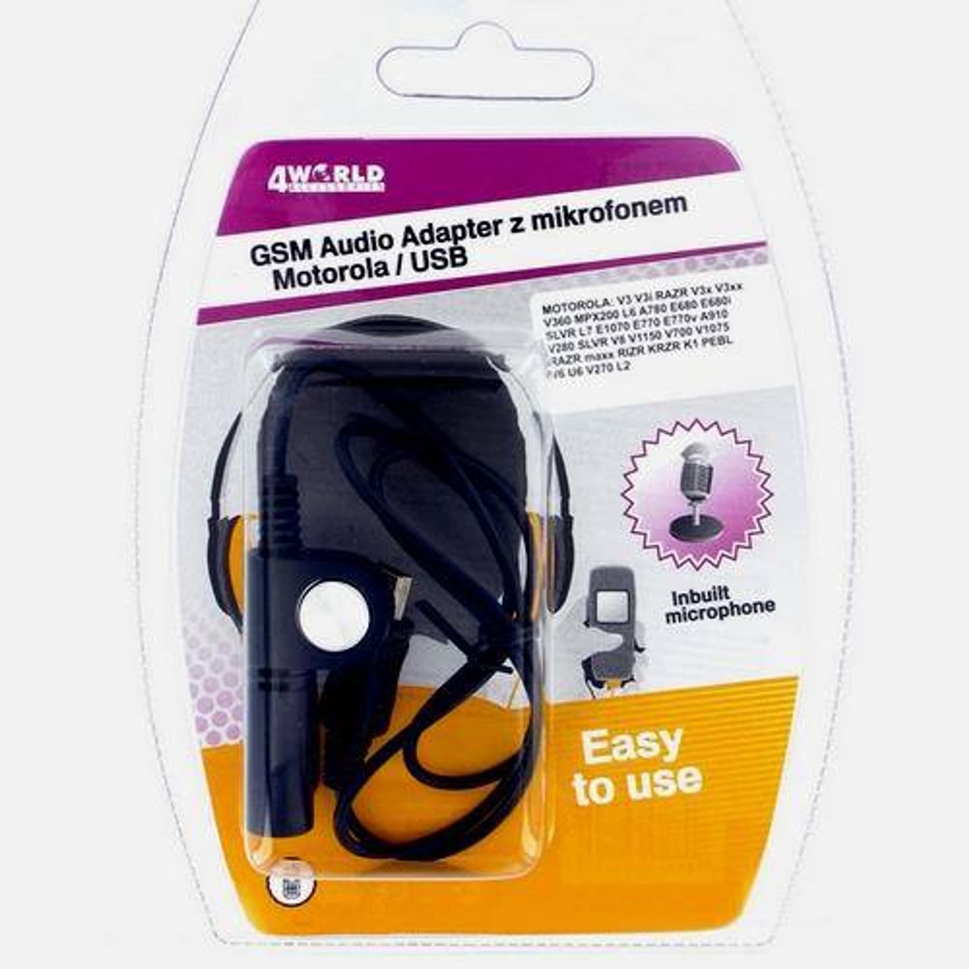 

4World GSM Audio Adapter z mikrofonem Motorola USB