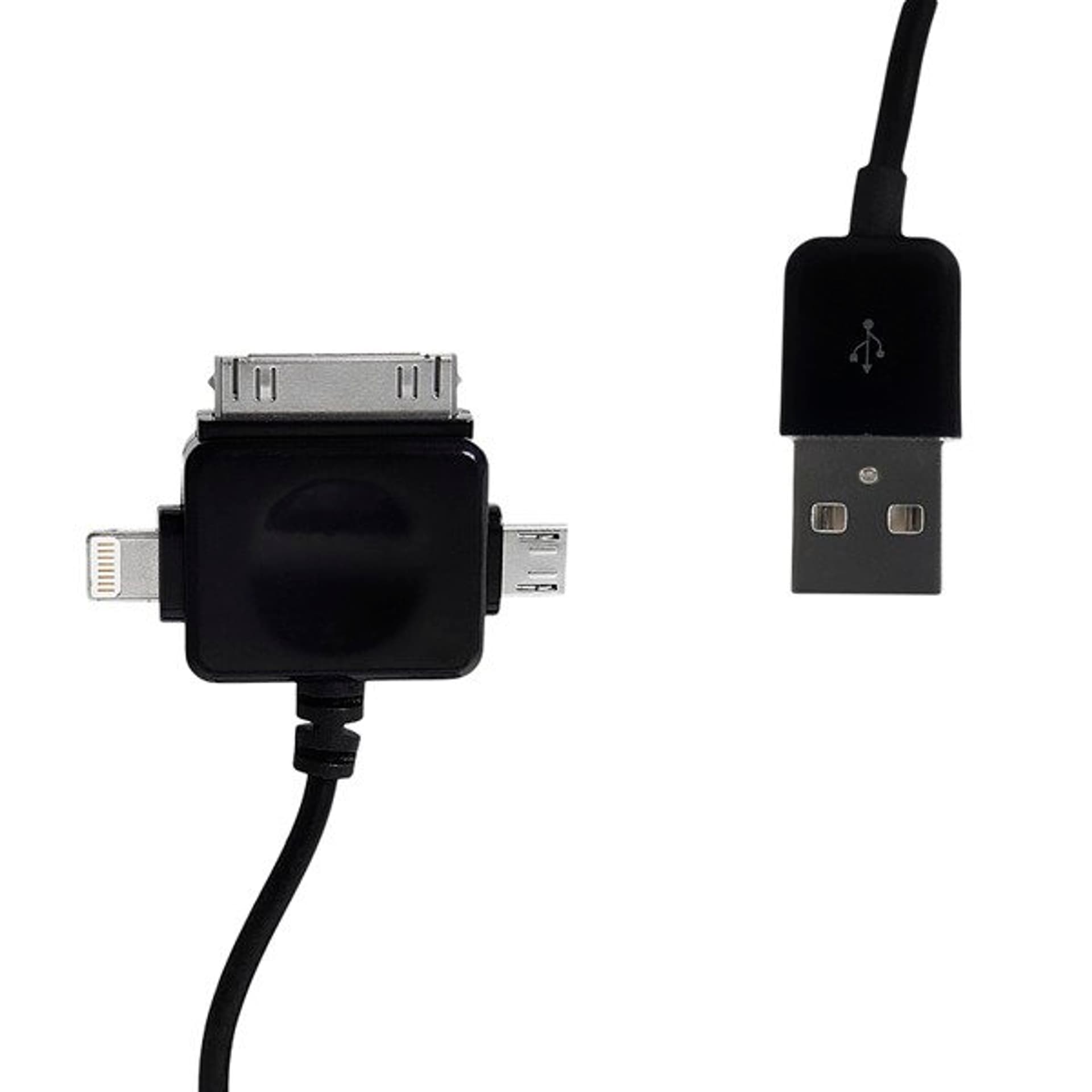

Whitenergy Kabel do przesyłu danych 3w1: Micro USB, Lightning , iPhone 4, 100cm, czarny