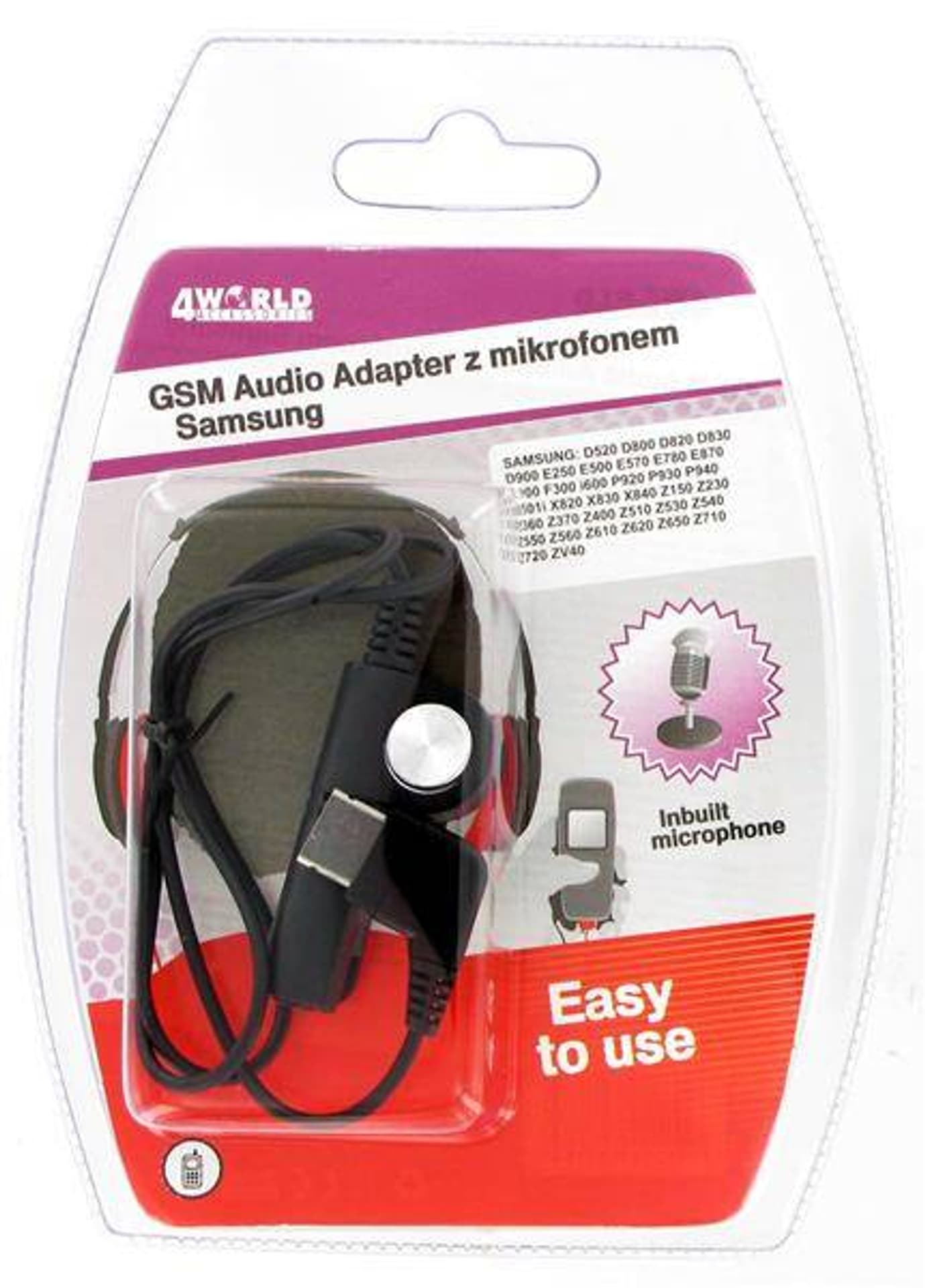 

4World GSM Audio Adapter z mikrofonem Samsung D800