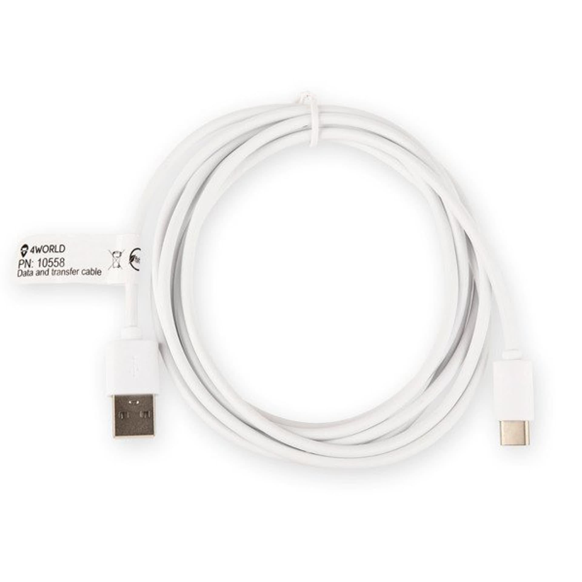 

4World Kabel do ładowania i przesyłu danych, USB 2.0 M- USB C, 200cm, biały