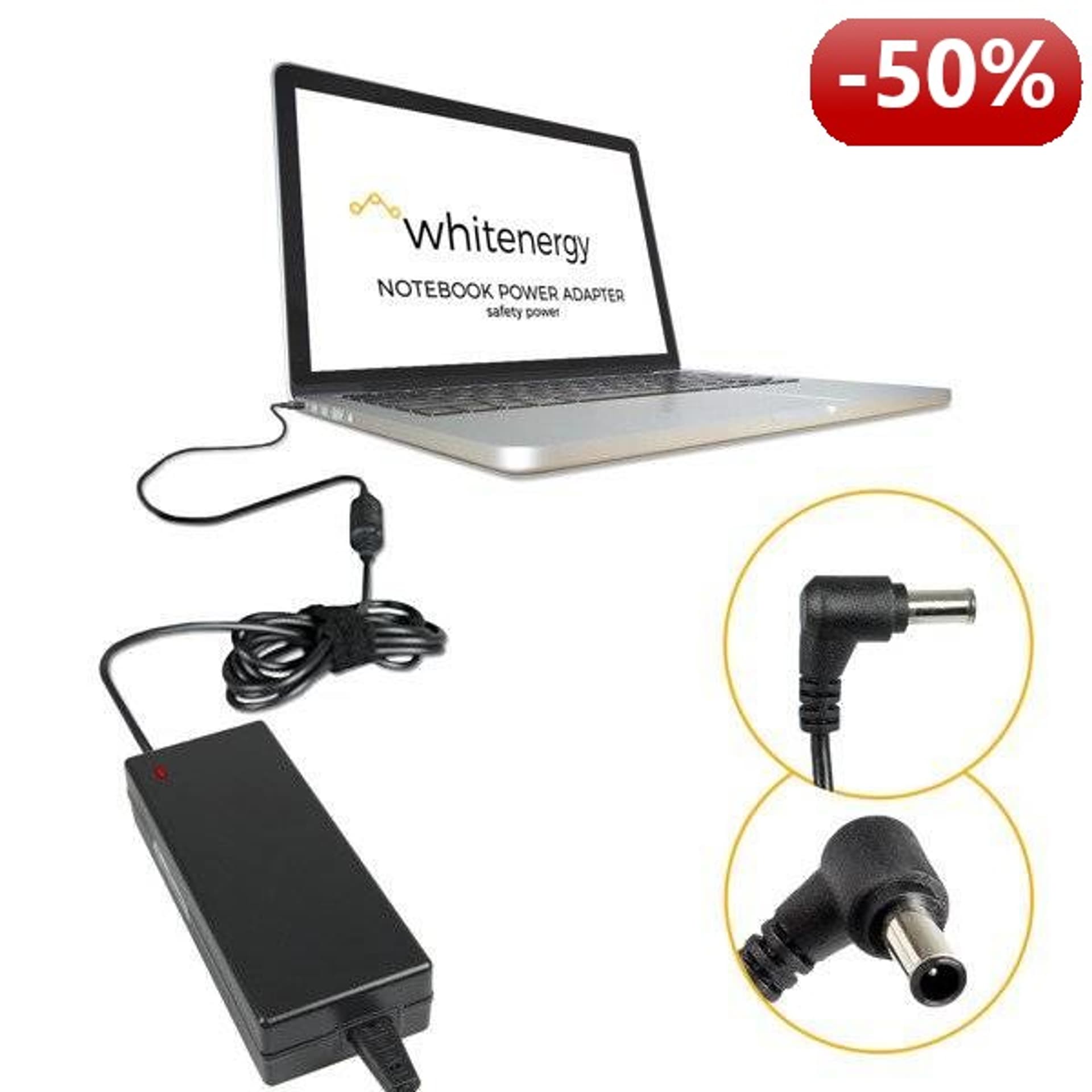 

Whitenergy Zasilacz AC Ładowarka do laptopa 19.5V 6.15A 120W 6.5x4.4 mm + pin