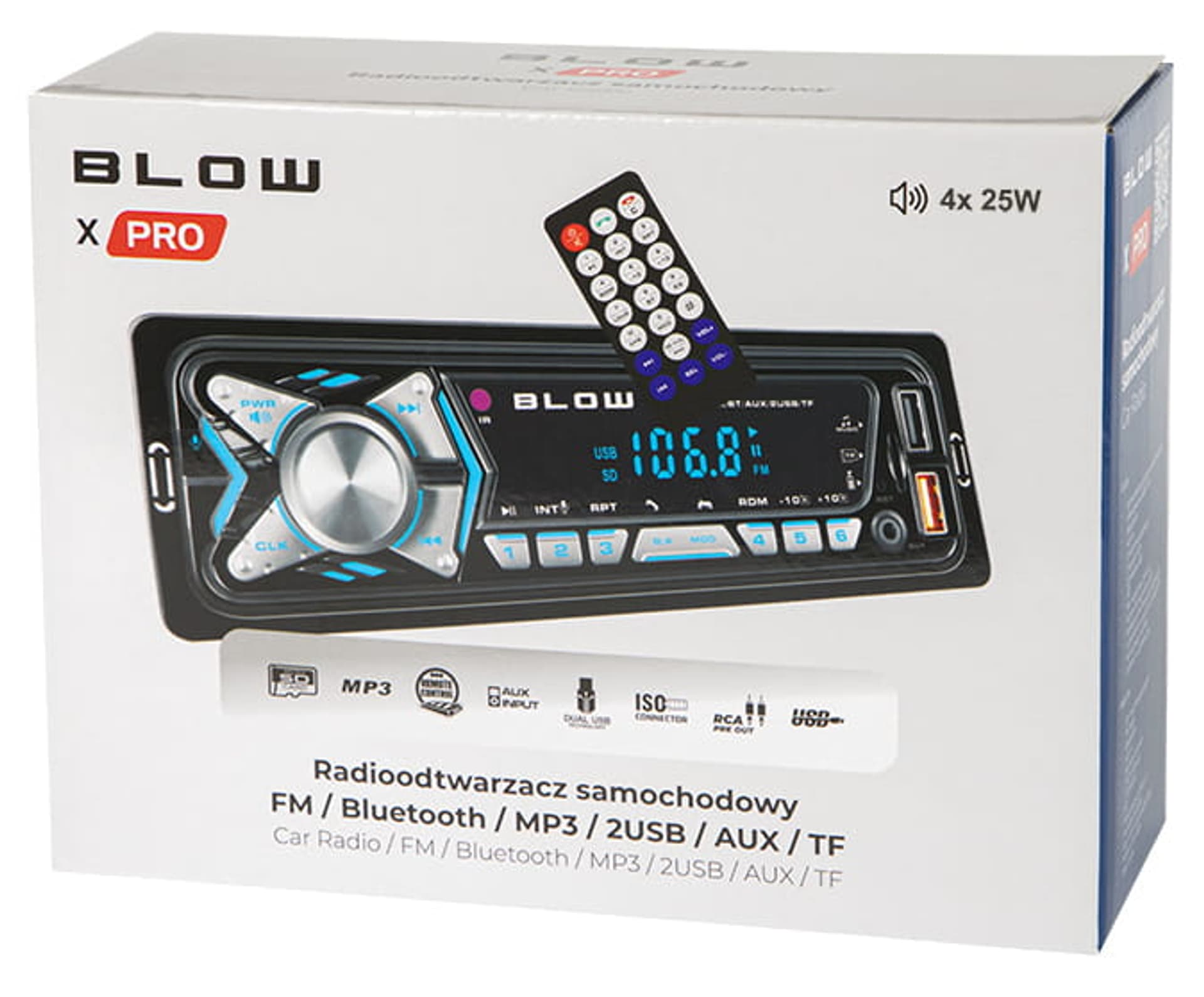 Radio samochodowe Blow X-PRO Bluetooth, MP3, USB, Pilot