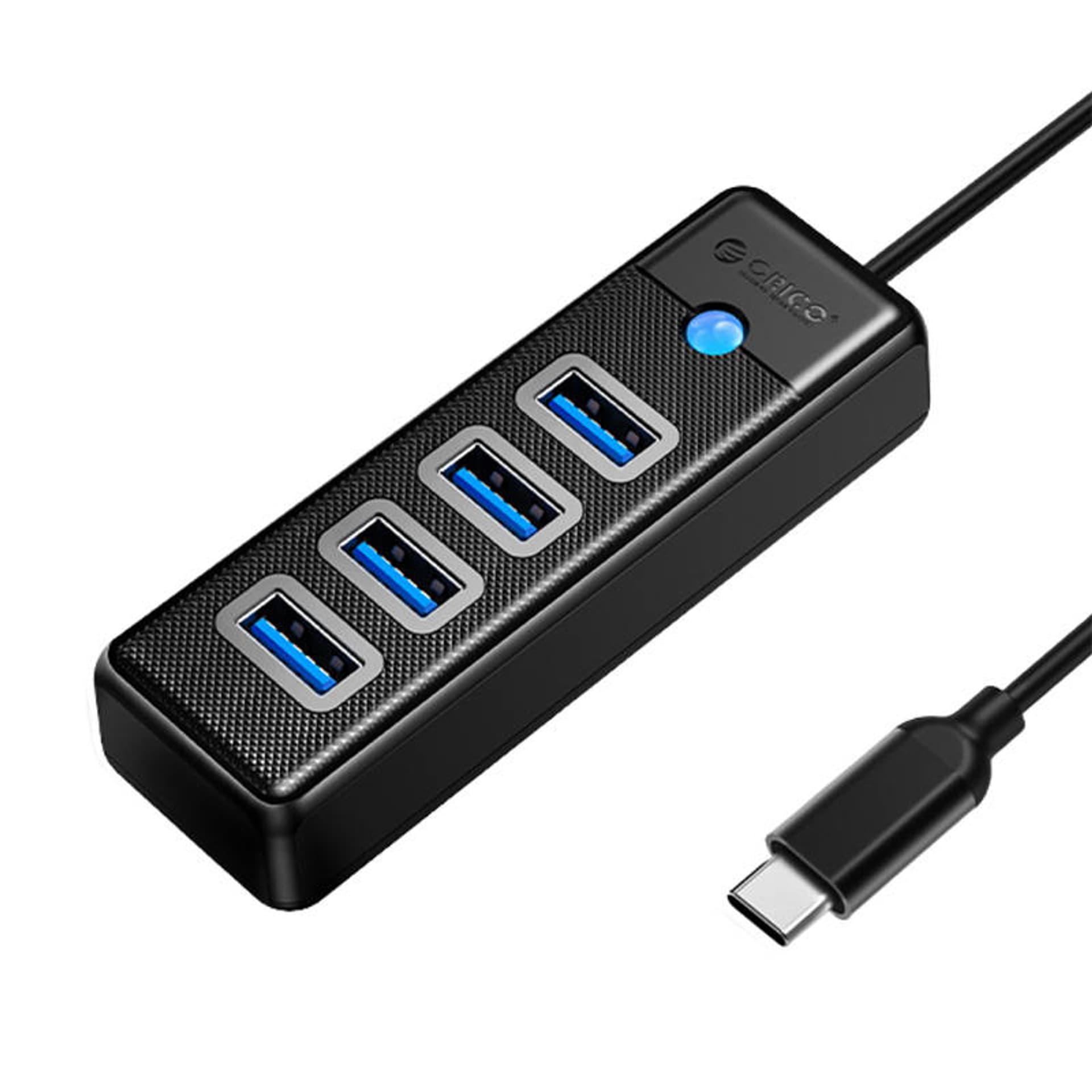 

Adapter Hub USB-C do 4x USB 3.0 Orico, 5 Gbps, 0.15m (czarny)