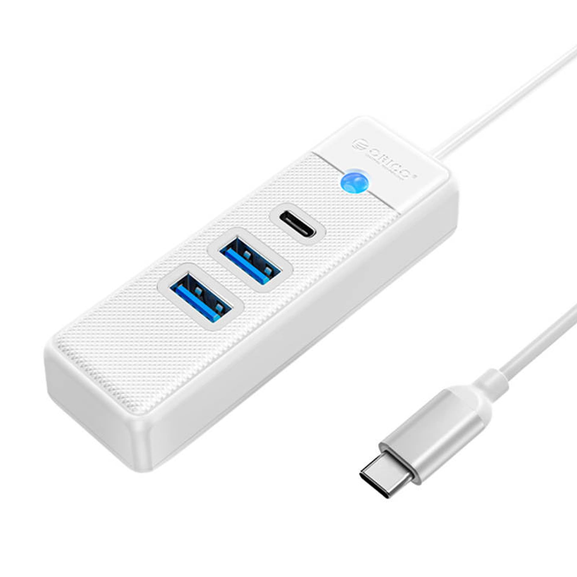 

Adapter Hub USB-C do 2x USB 3.0 + USB-C Orico, 5 Gbps, 0.15m (biały)