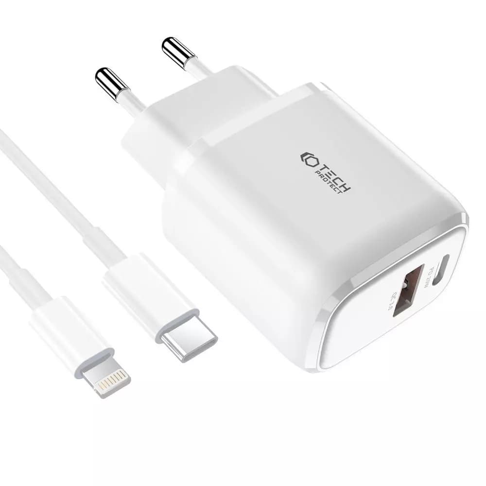 

C20W 2-PORT NETWORK CHARGER PD20W/QC3.0 + LIGHTNING CABLE WHITE