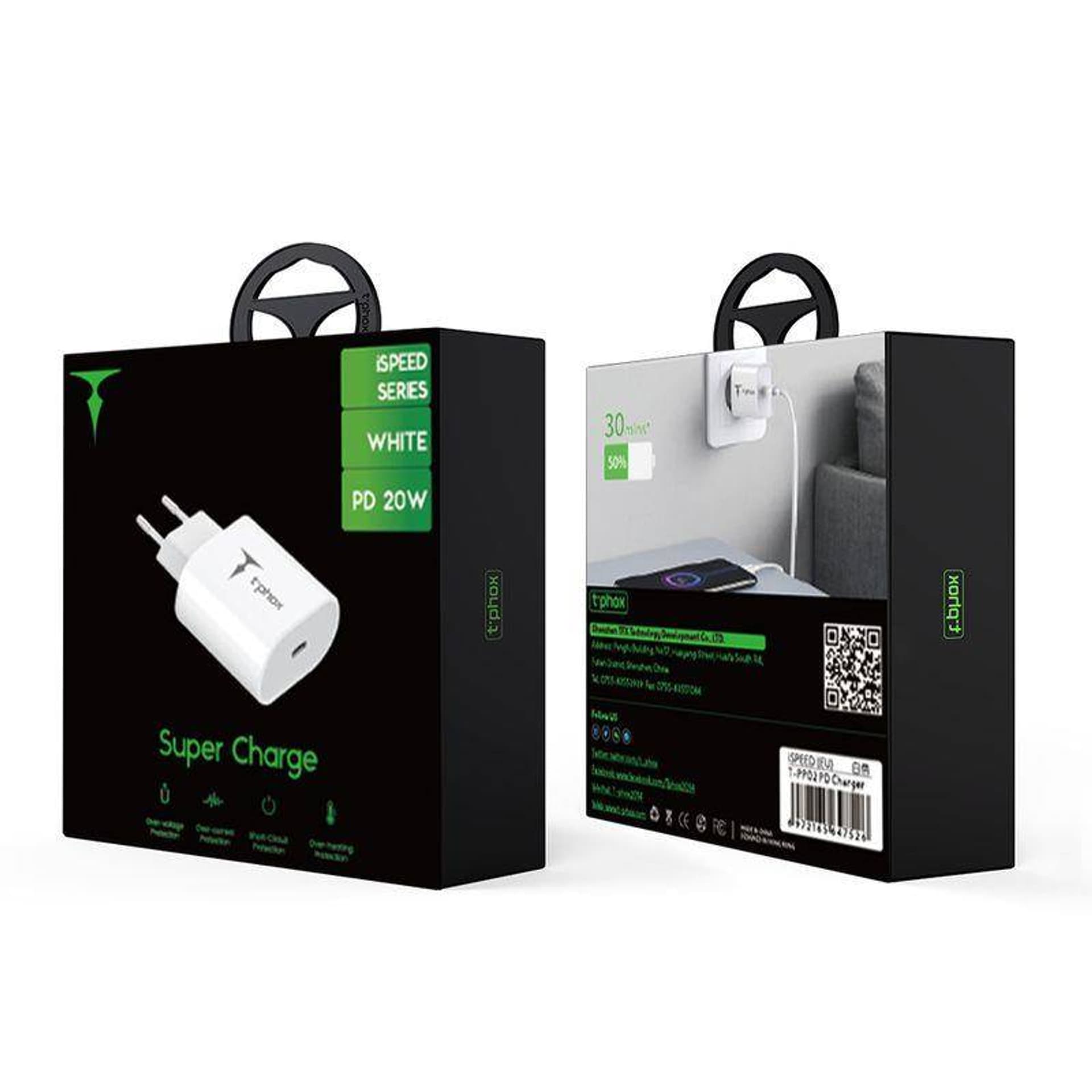 

ŁAD SIEC T-PHOX ISPEED 20W WHITE (EU PLUG)
