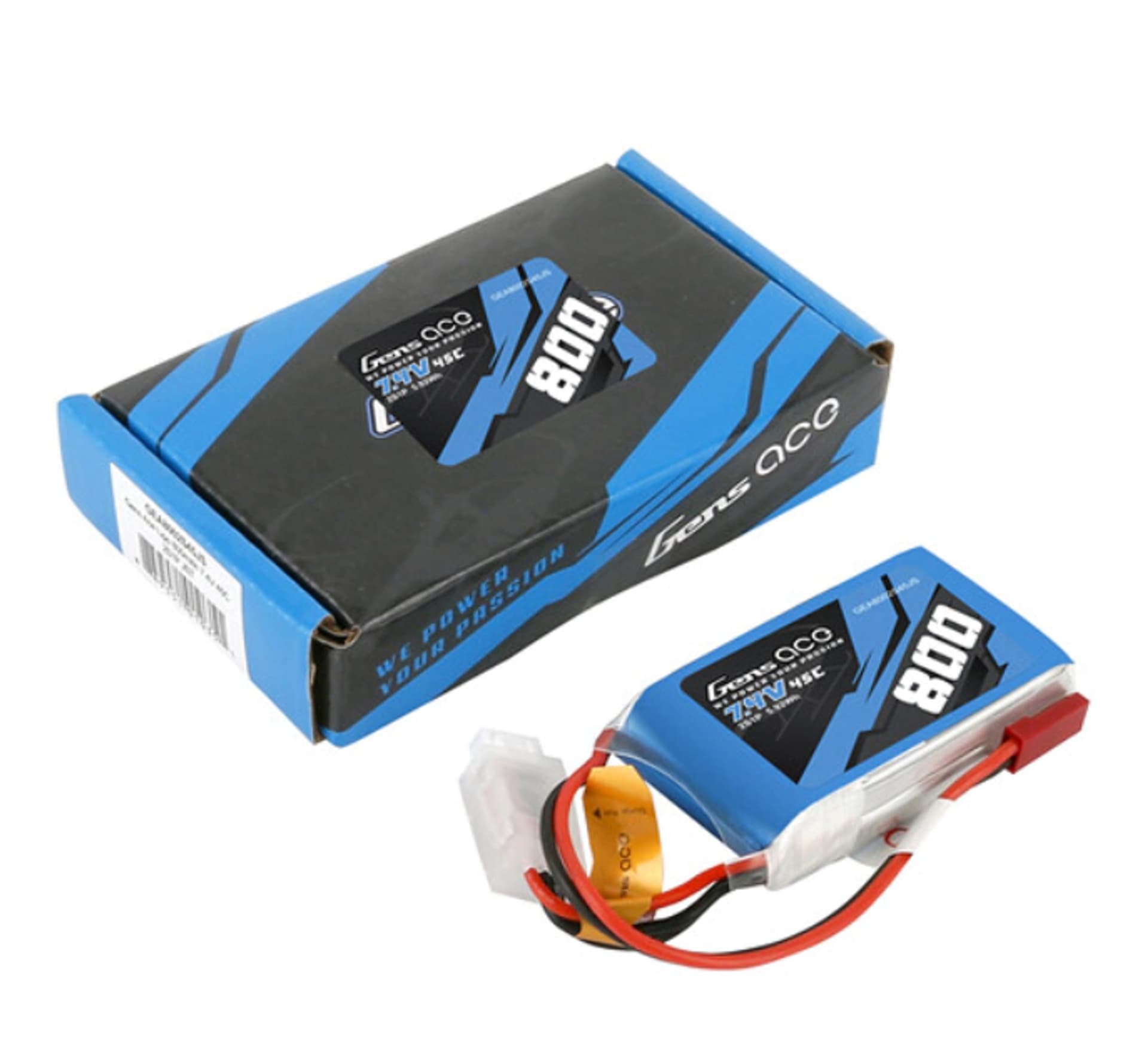 

800mAh 7.4V 45C Gens Ace 2S LiPo RC z wtyczką JST-SYP