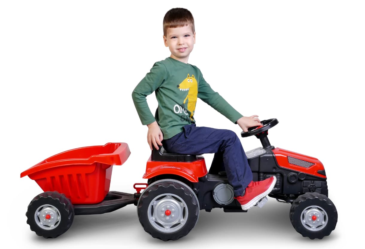 

OGROMNY SOLIDNY TRAKTOR Z PRZYCZEPĄ NA PEDAŁY PAKA