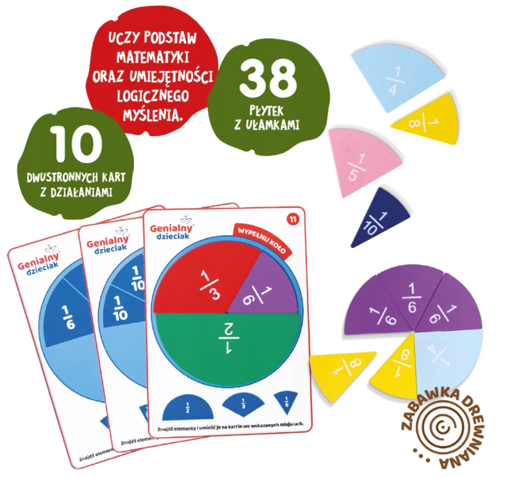 

NAUKA UŁAMKÓW MATEMATYKI TABLICA DREWNIANA KARTY