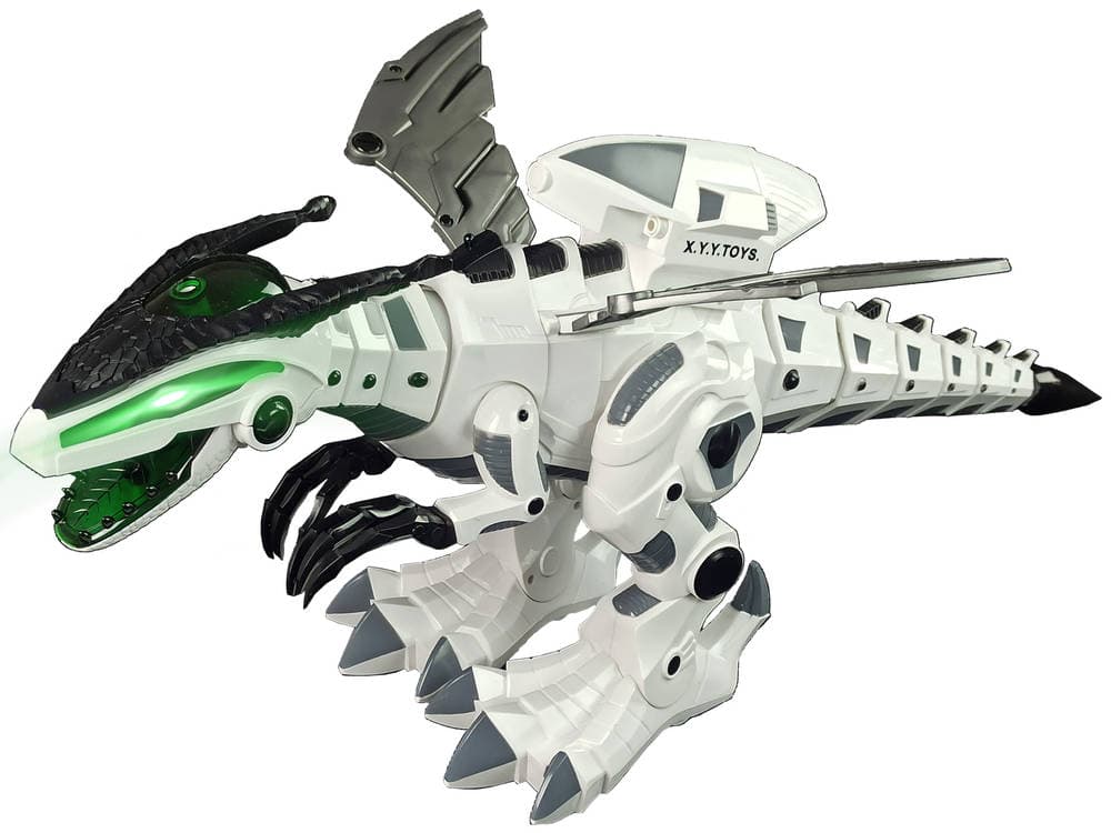 

Interaktywny Dinozaur Robot Zdalnie Sterowany Muzyka Para Wodna Pilot Światła