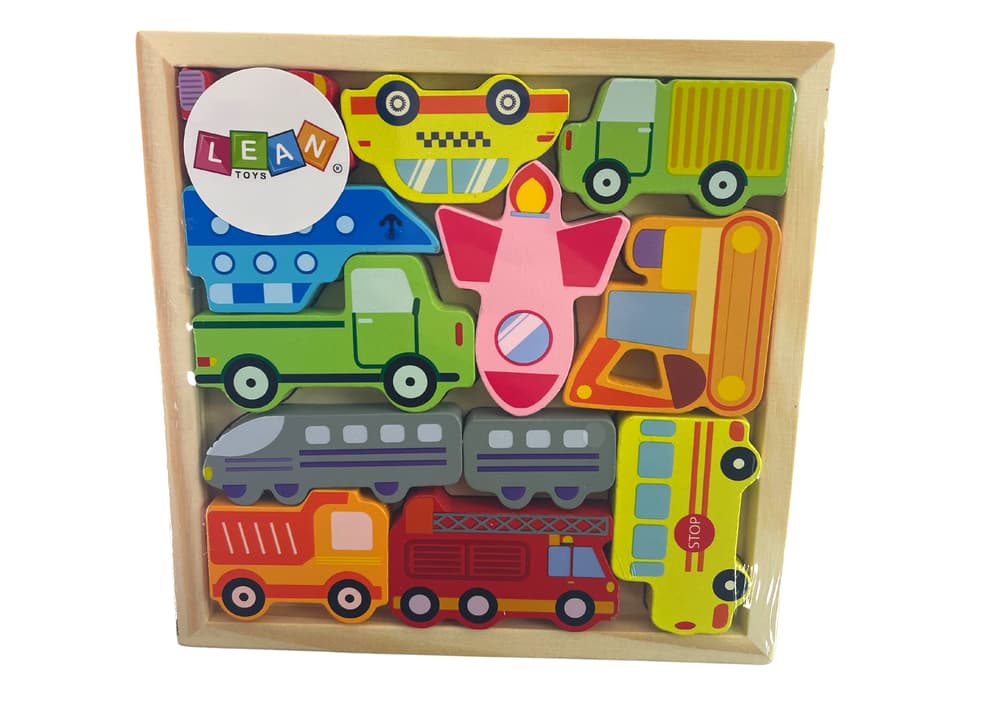 

Drewniane Puzzle Środki Transportu Do Dopasowania Autobus Taxi
