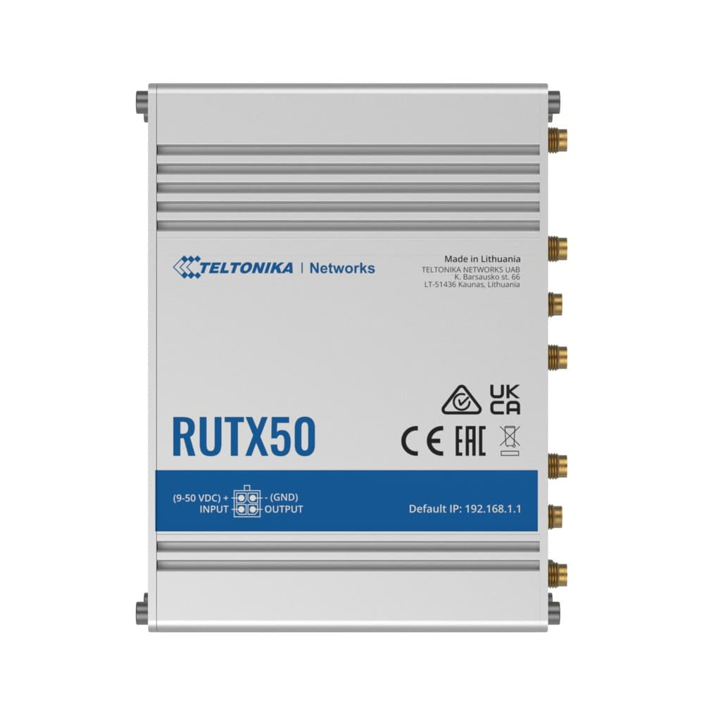 

TELTONIKA RUTX50 INDUSTRIAL 5G ROUTER, SA & NSA, DUAL SIM, WI-FI 5