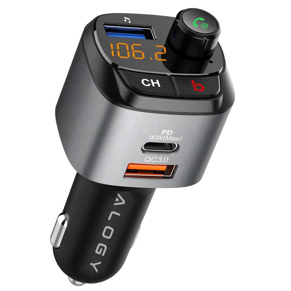 

Transmiter samochodowy FM Alogy Ładowarka USB QC 3.0 + USB-C PD Bluetooth odtwarzacz MP3