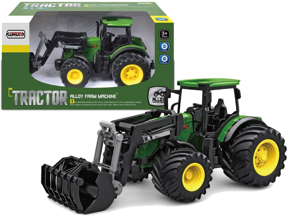 

Traktor Zielony 1:24 Rolnik Łyżko Krokodyle Łyżka Gumowe Koła