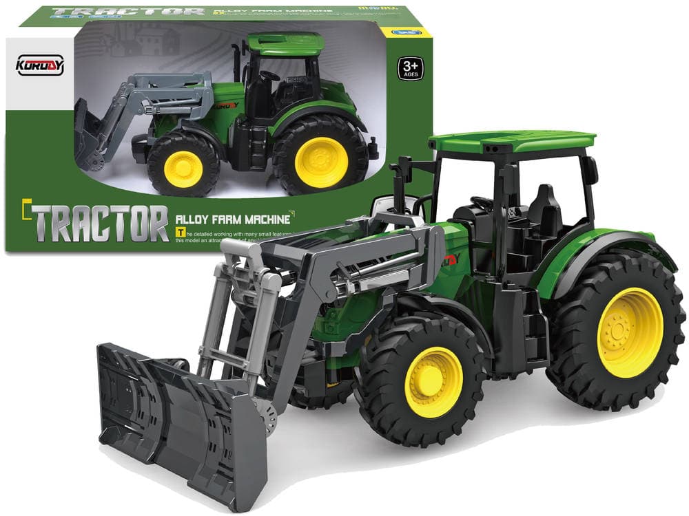 

Traktor Zielony 1:24 Rolnik Spychacz Gumowe Koła