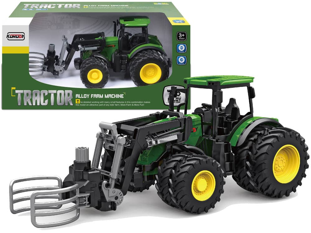 

Traktor Zielony 1:24 Rolnik Chwytak Do Rolek Siana Gumowe Koła