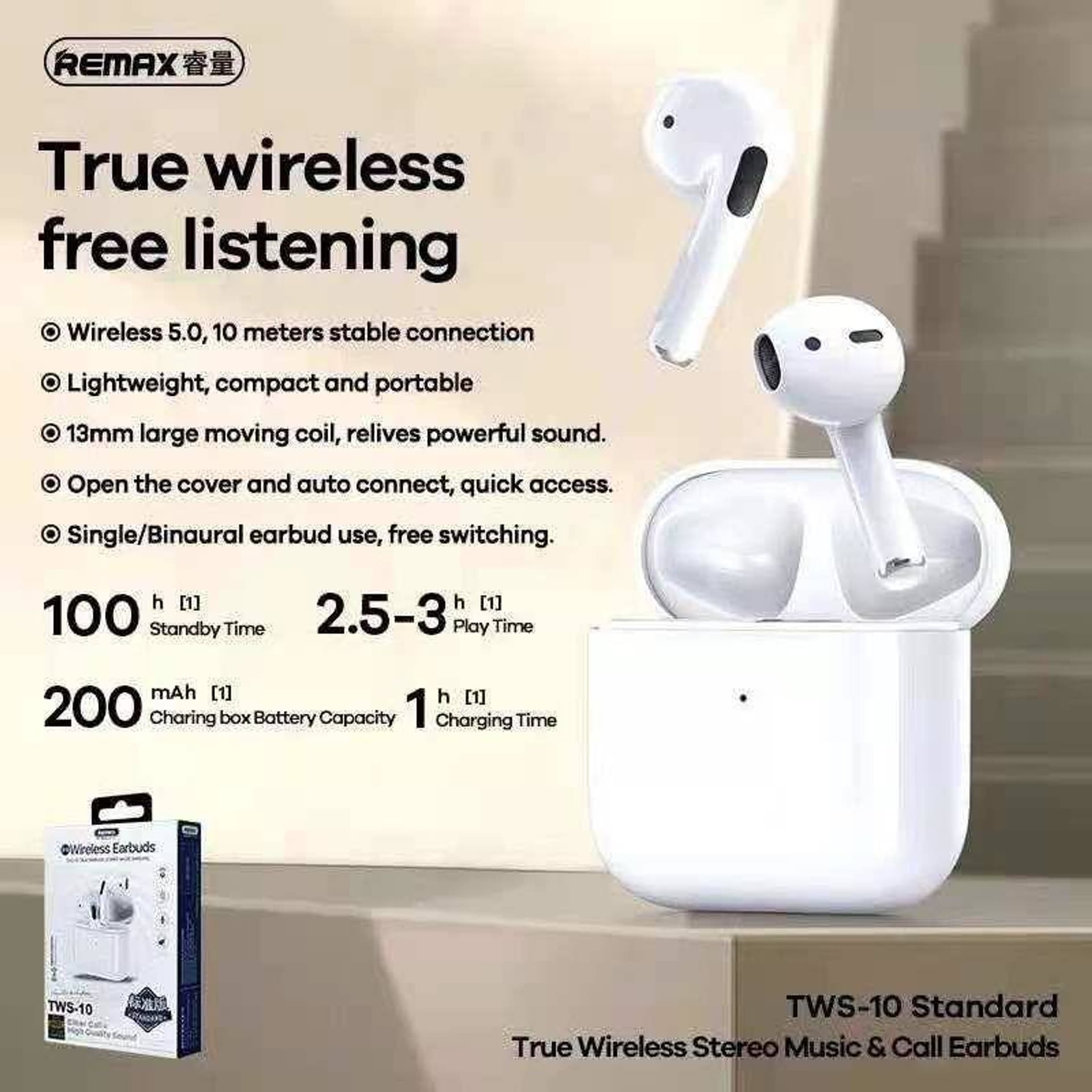 

Słuchawki Bluetooth REMAX TWS-10 białe