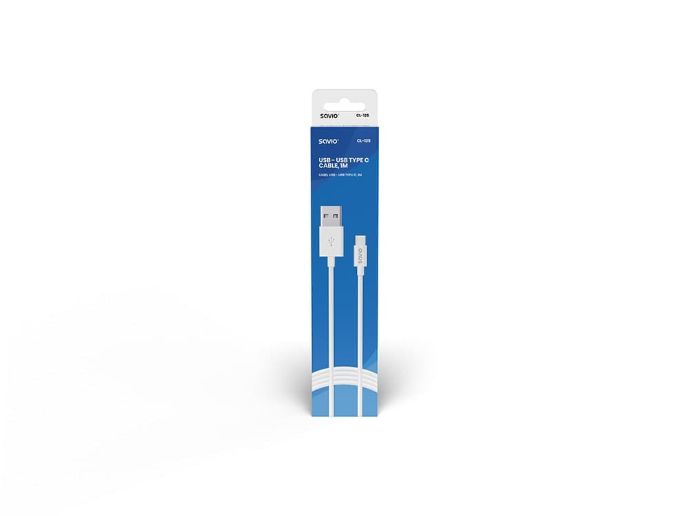 

Kabel SAVIO CL-126 (USB typu C - USB 2.0 typu A ; 1m; kolor biały)