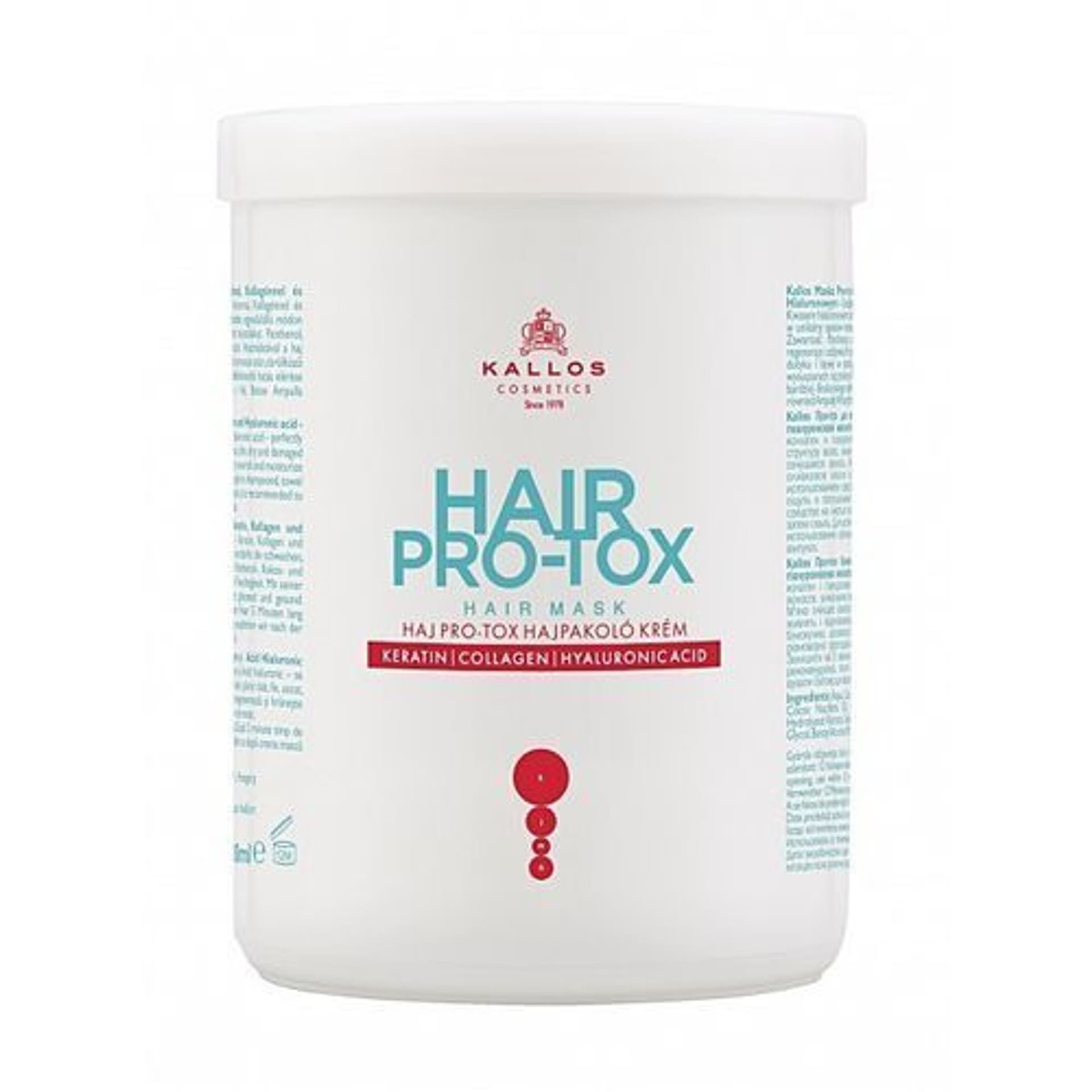 

Kallos Hair Pro-Tox Hair Mask maska do włosów z keratyną kolagenem i kwasem hialuronowym 1000ml