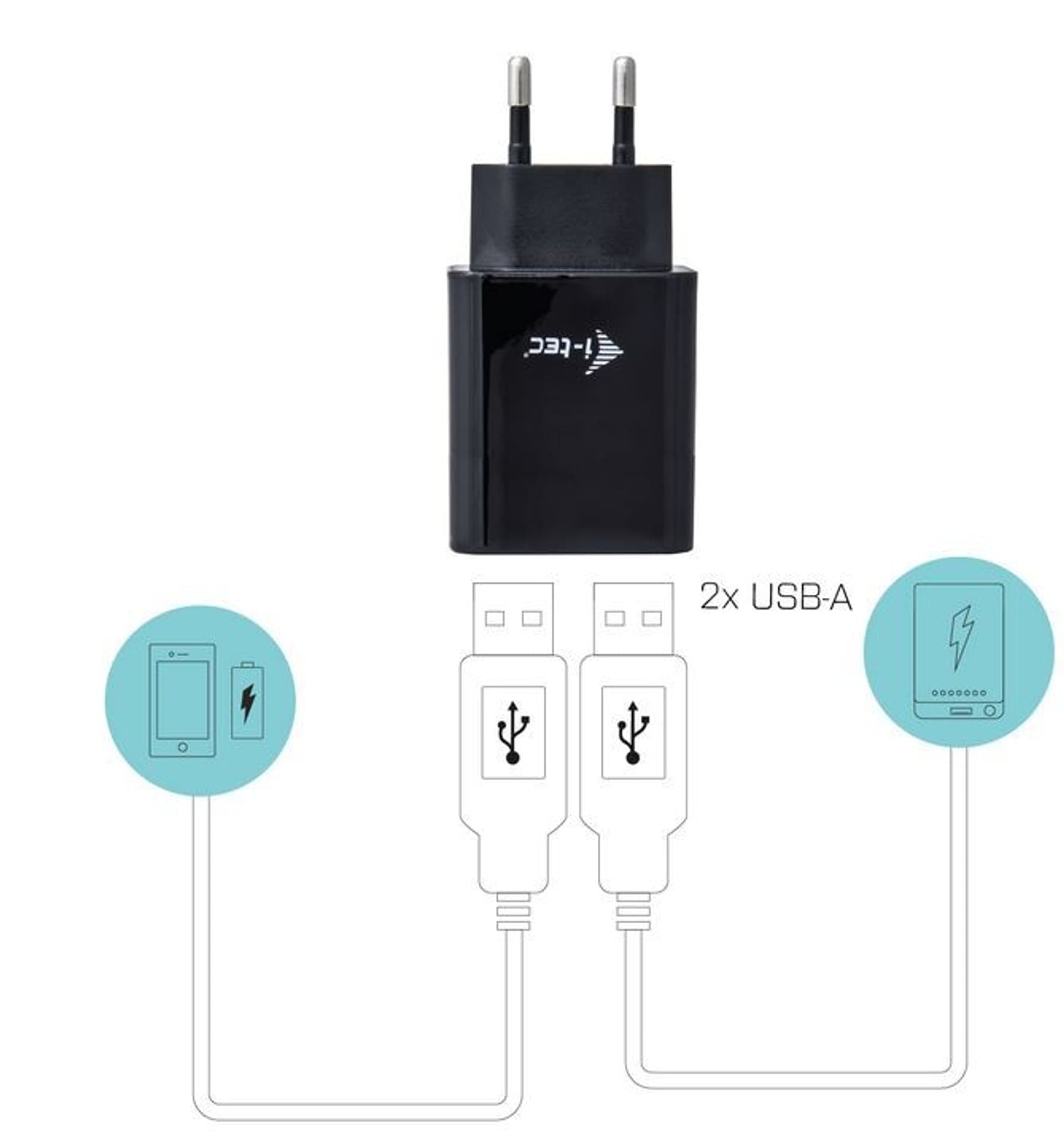 

USB Power Charger 2 port 2.4A czarny 2x USB Port DC 5V/max 2.4A