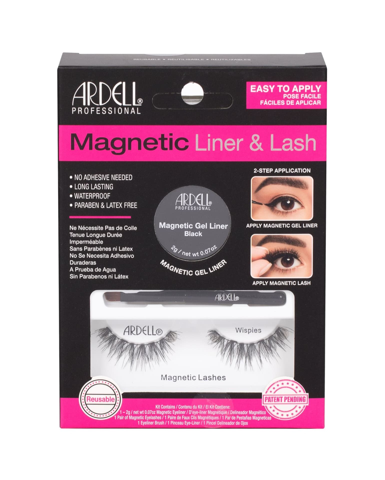 

Ardell Black Liner Lash Magnetic Wispies Sztuczne rzęsy 1 szt Magnetyczne rzęsy Wispies 1 para + Magnetyczny eyeliner 2g Black + Pędzelek do eyelinera 1 szt (W)