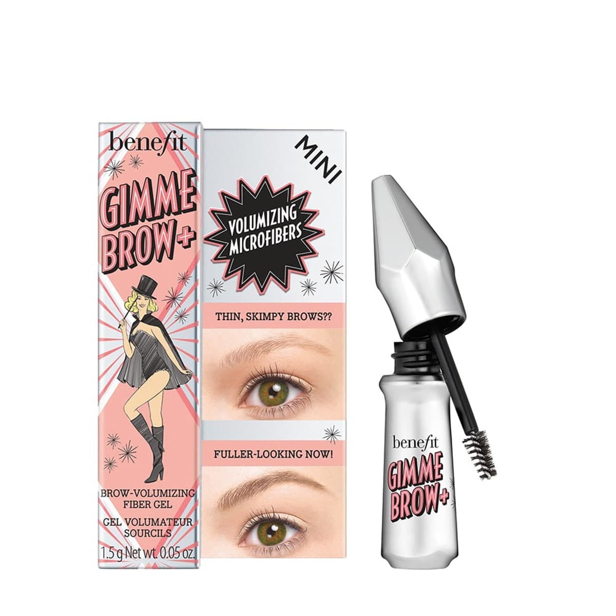 

Benefit Gimme Brow+ Volumizing Eyebrow Gel Travel Size mini żel dodający brwiom objętości 04 Warm Deep Brown 1.5g
