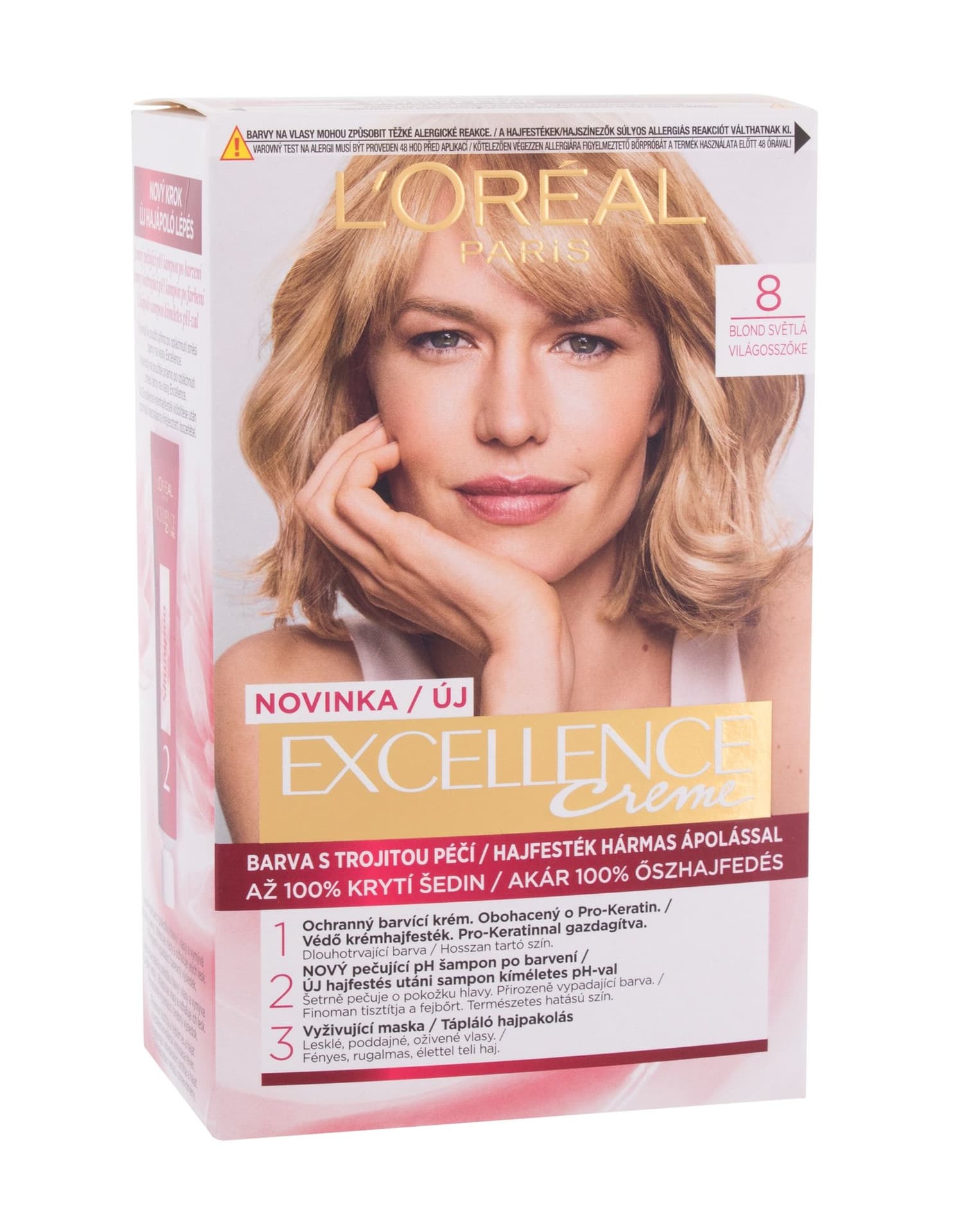 

L´Oréal Paris 8 Natural Light Blonde Creme Triple Protection Excellence Farba do włosów 48ml (W)