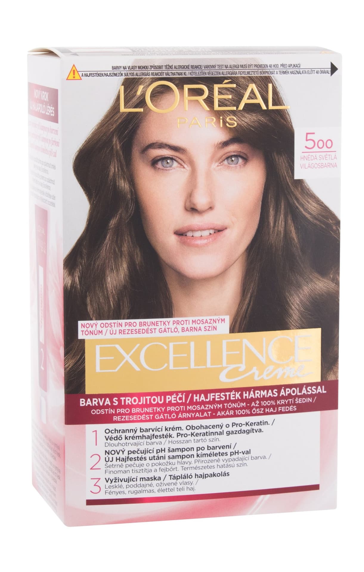 

L´Oréal Paris 500 Natural Brown Creme Triple Protection Excellence Farba do włosów 48ml (W)