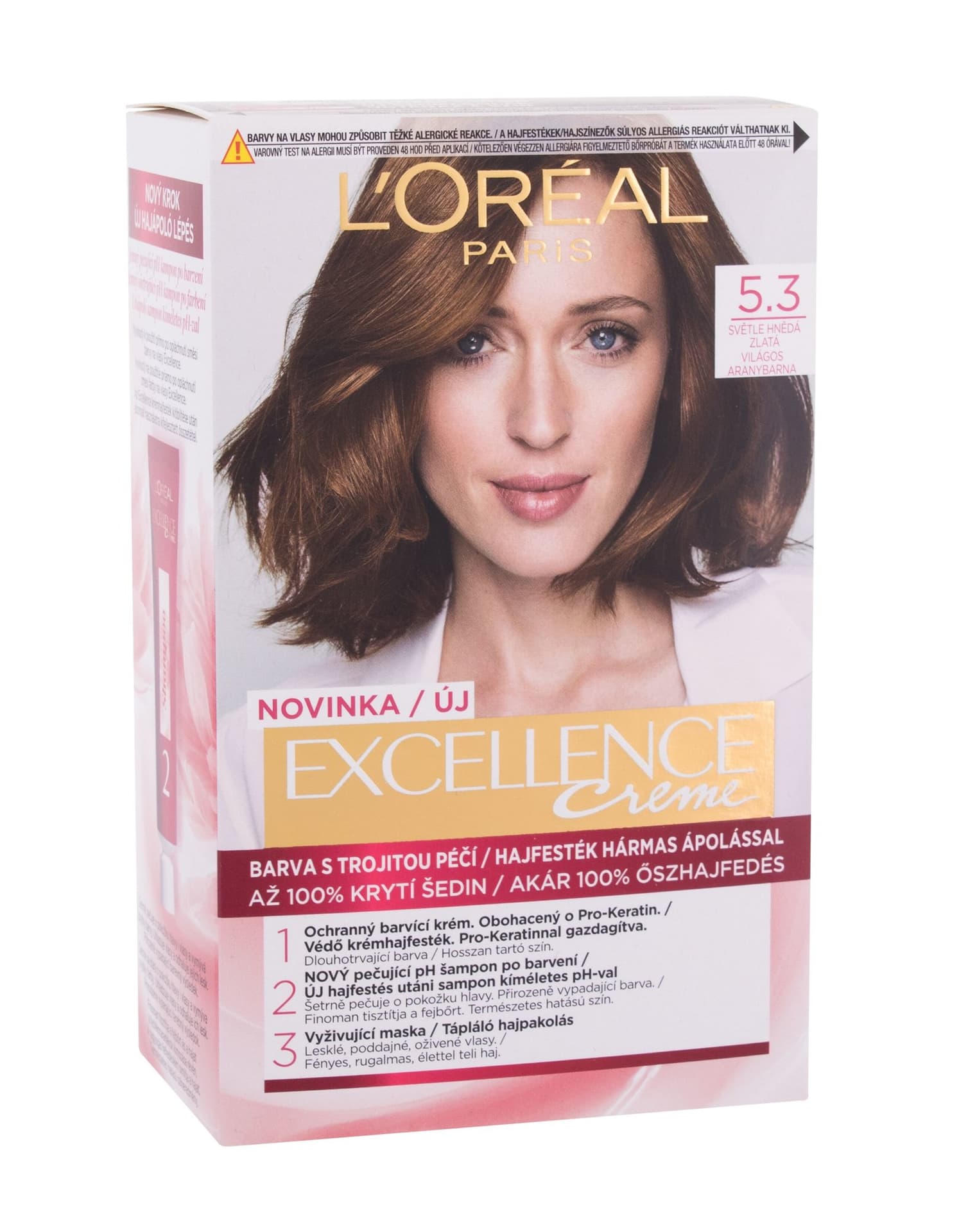 

L´Oréal Paris 5,3 Natural Light Golden Brown Creme Triple Protection Excellence Farba do włosów 48ml (W)