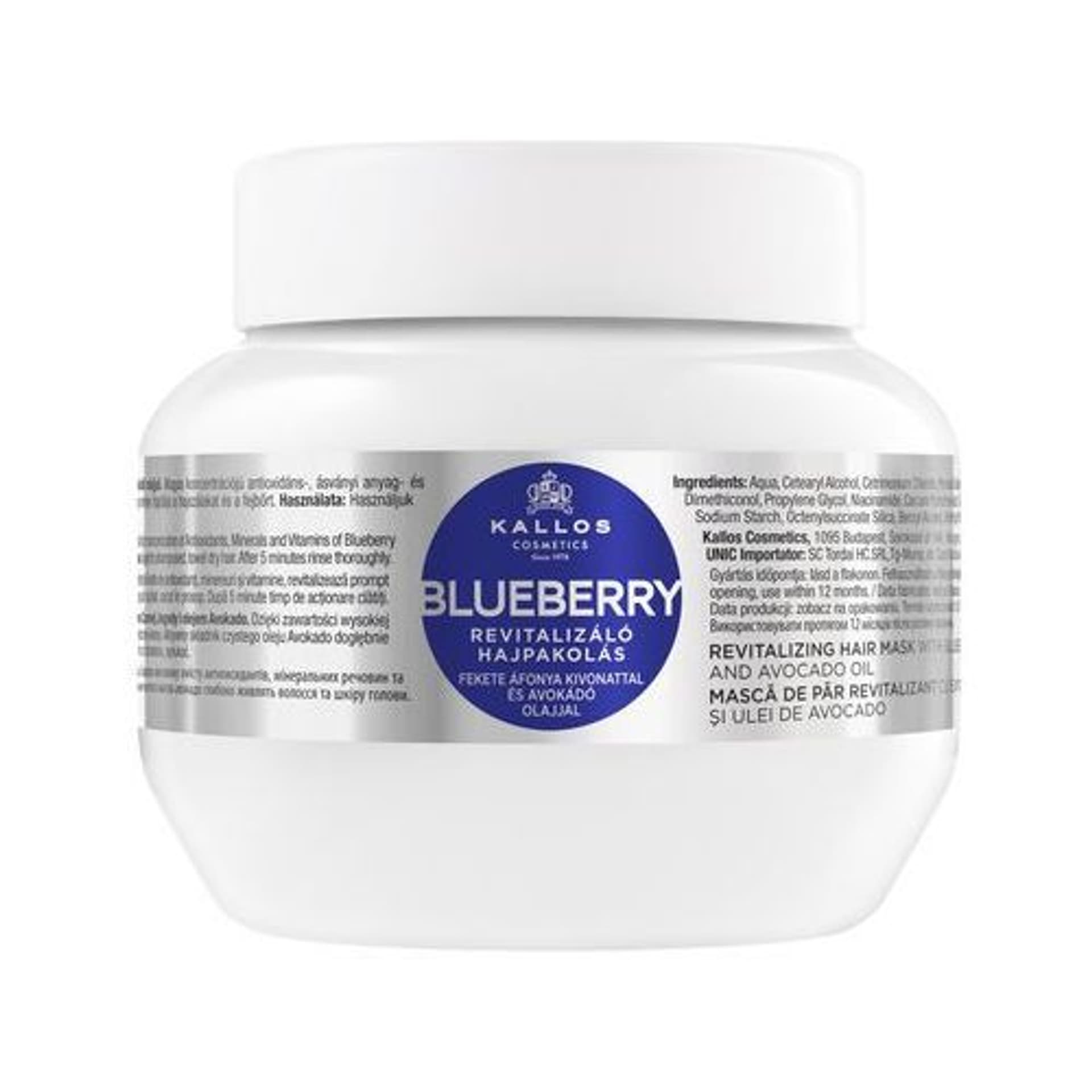 

Kallos Blueberry Revitalizing Hair Mask With Blueberry Extract And Avocado Oil rewitalizująca maska do włosów z ekstraktem jagód i olejem avokado 275ml