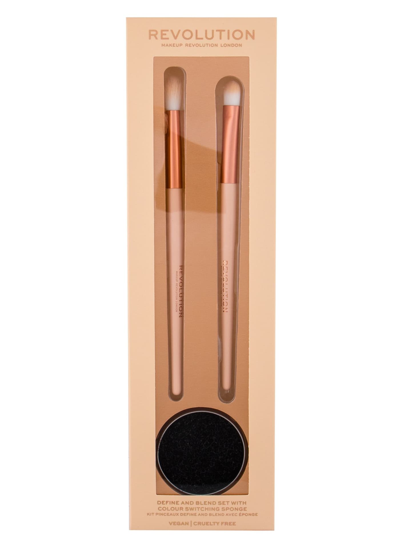 

Makeup Revolution London Define Blend Pędzel do makijażu 1 szt Płaski pędzel do cieni 1 szt + Pędzel do blendowania 1 szt + Czyścik do pędzli (W)