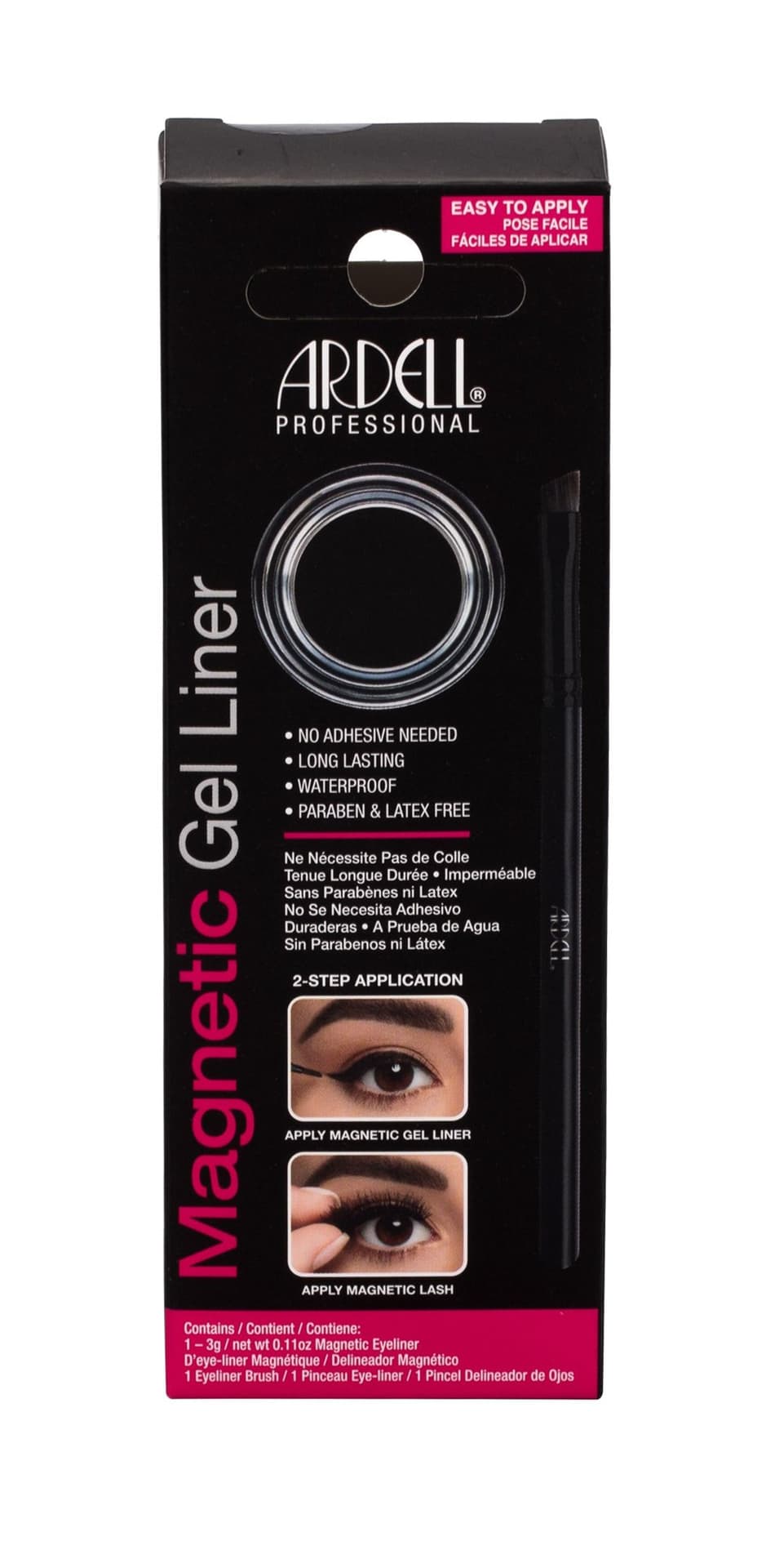 

Ardell Black Gel Liner Magnetic Sztuczne rzęsy 3g Magnetyczny żelowy eyeliner 3,5g + Pędzelek do eyelinera 1 szt (W)