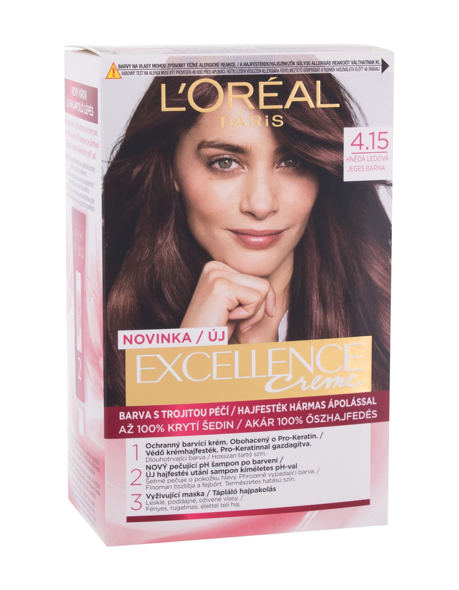 

L´Oréal Paris 4,15 Frosted Brown Creme Triple Protection Excellence Farba do włosów 48ml (W)