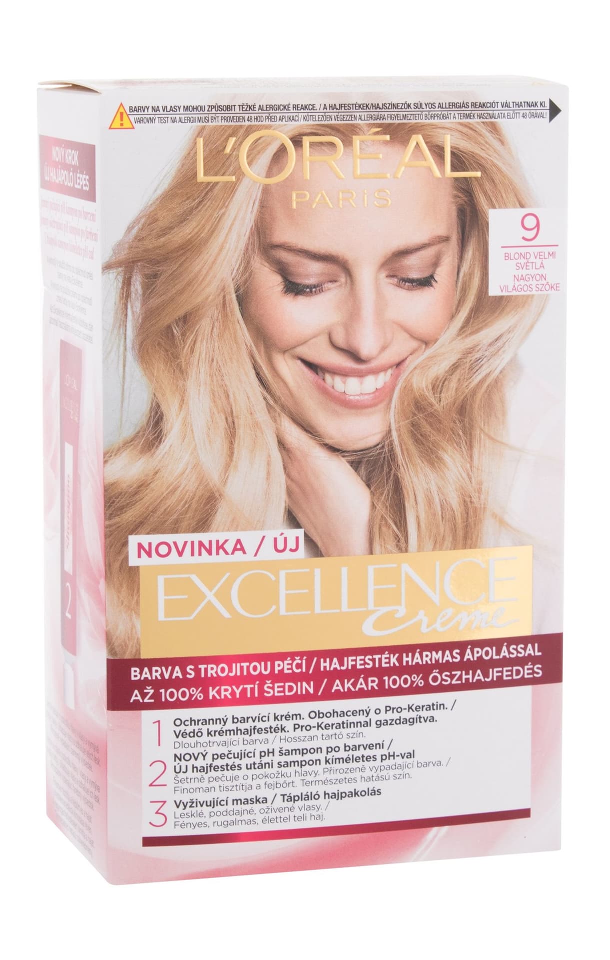

L´Oréal Paris 9 Natural Light Blonde Creme Triple Protection Excellence Farba do włosów 48ml (W)