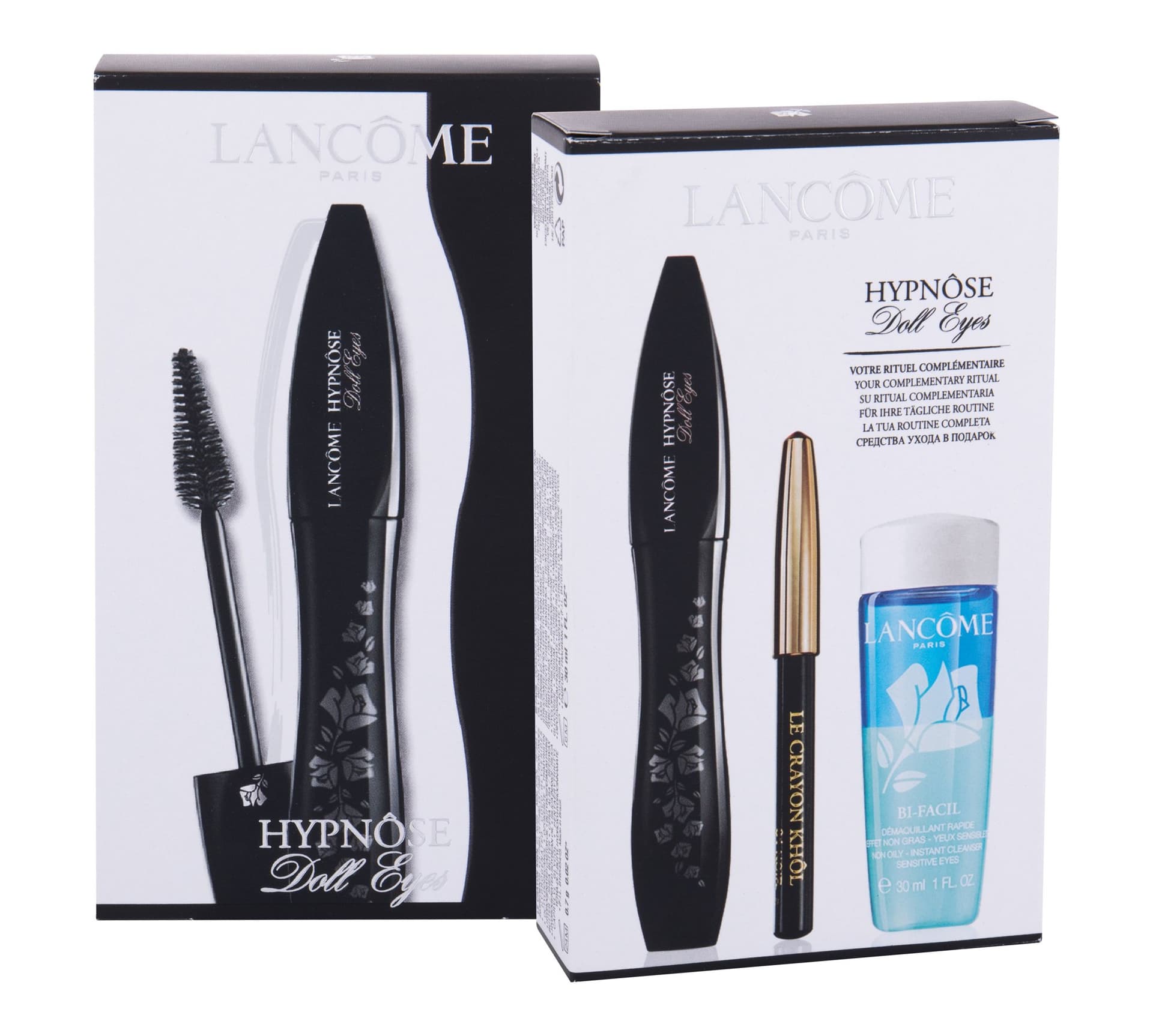

Lancôme 01 So Black! Hypnose Doll Eyes Tusz do rzęs 6,5ml Tusz do rzęs 6,5ml + Kredka do oczu Le Crayon Khol 0,7g 01 Noir + Płyn do demakijażu oczu Bi-Facil 30ml (W)