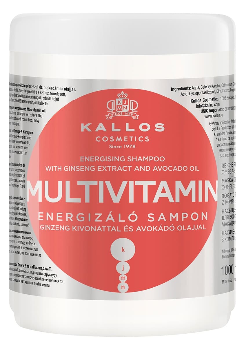

Kallos Multivitamin Energising Hair Mask With Ginsegn Extract multiwitaminowa energizująca maska do włosów z ekstraktem ginsegna i olejem avokado 1000ml