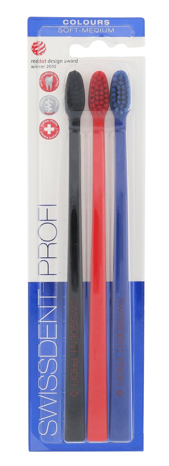 

Swissdent Black, Red, Blue Colours Trio Profi Soft-Medium Szczoteczka do zębów 3 szt (U)