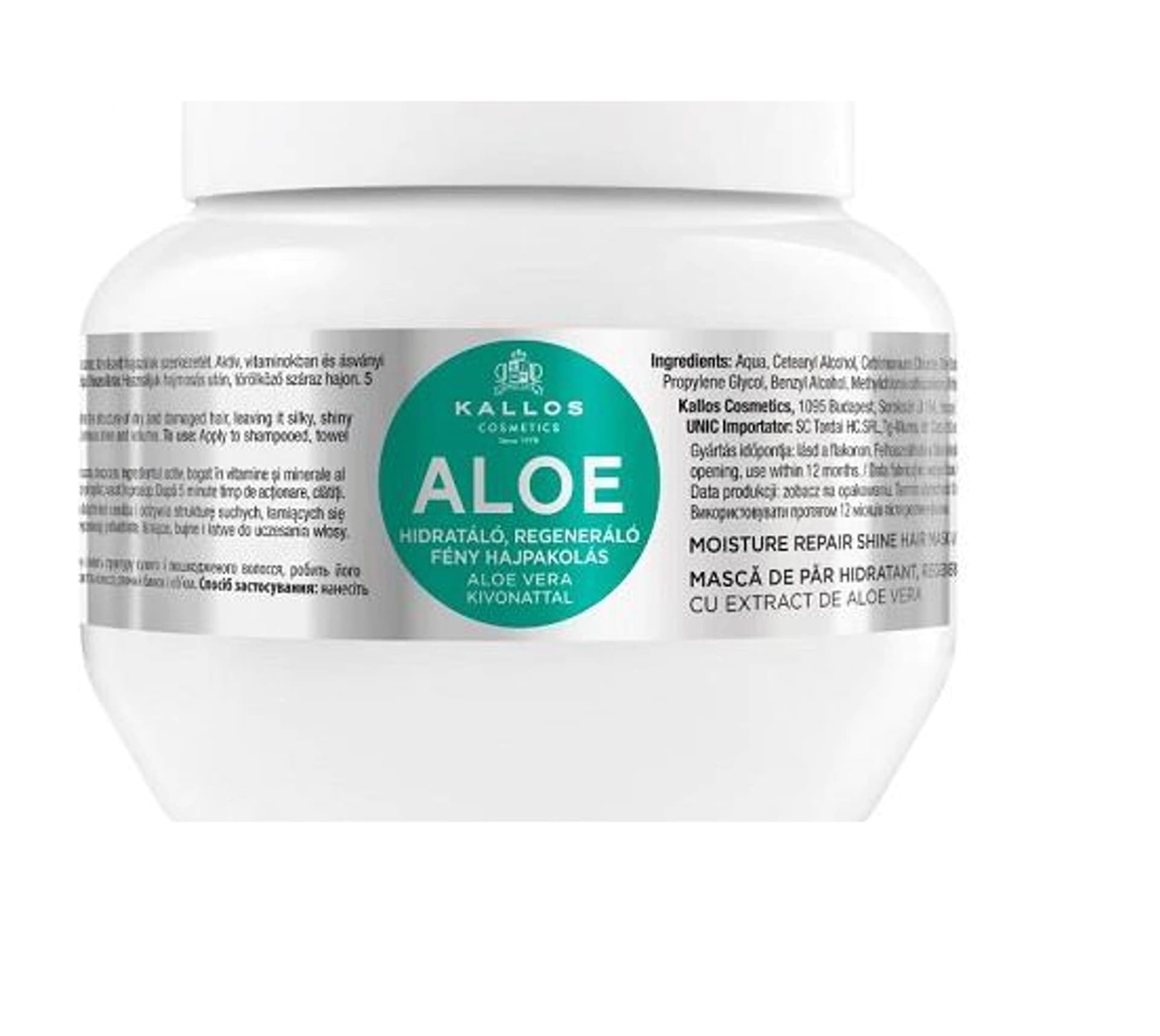 

Kallos Aloe Moisture Repair Shine Hair Mask With Aloe Vera Extract regenerująca maska dodająca blasku z ekstaraktem aloe vera do włosów suchych i łamiących się 275ml