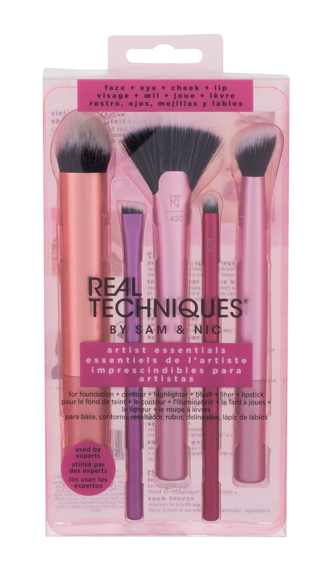 

Real Techniques Artist Essentials Brushes Pędzel do makijażu 1 szt Pędzelek do podkładu RT 217 1szt + Pędzelek do eyelinera RT 317 1 szt + Pędzelek do rozświetlacza RT 420 1 szt + Pędzelek do pomadki RT 425 1 szt + Pędzelek do różu RT 421 1 szt (W)