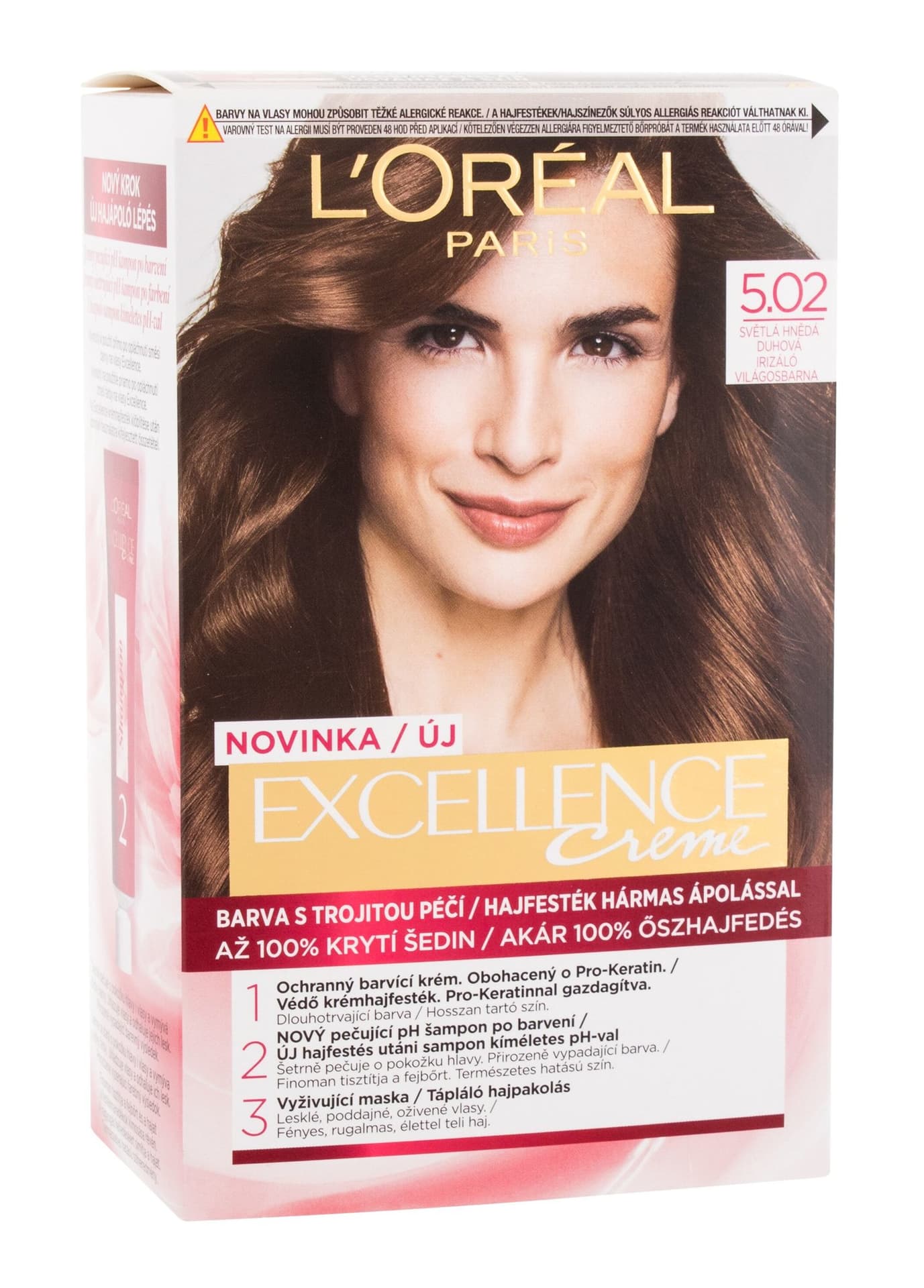 

L´Oréal Paris 5,02 Light Brown Creme Triple Protection Excellence Farba do włosów 48ml (W)