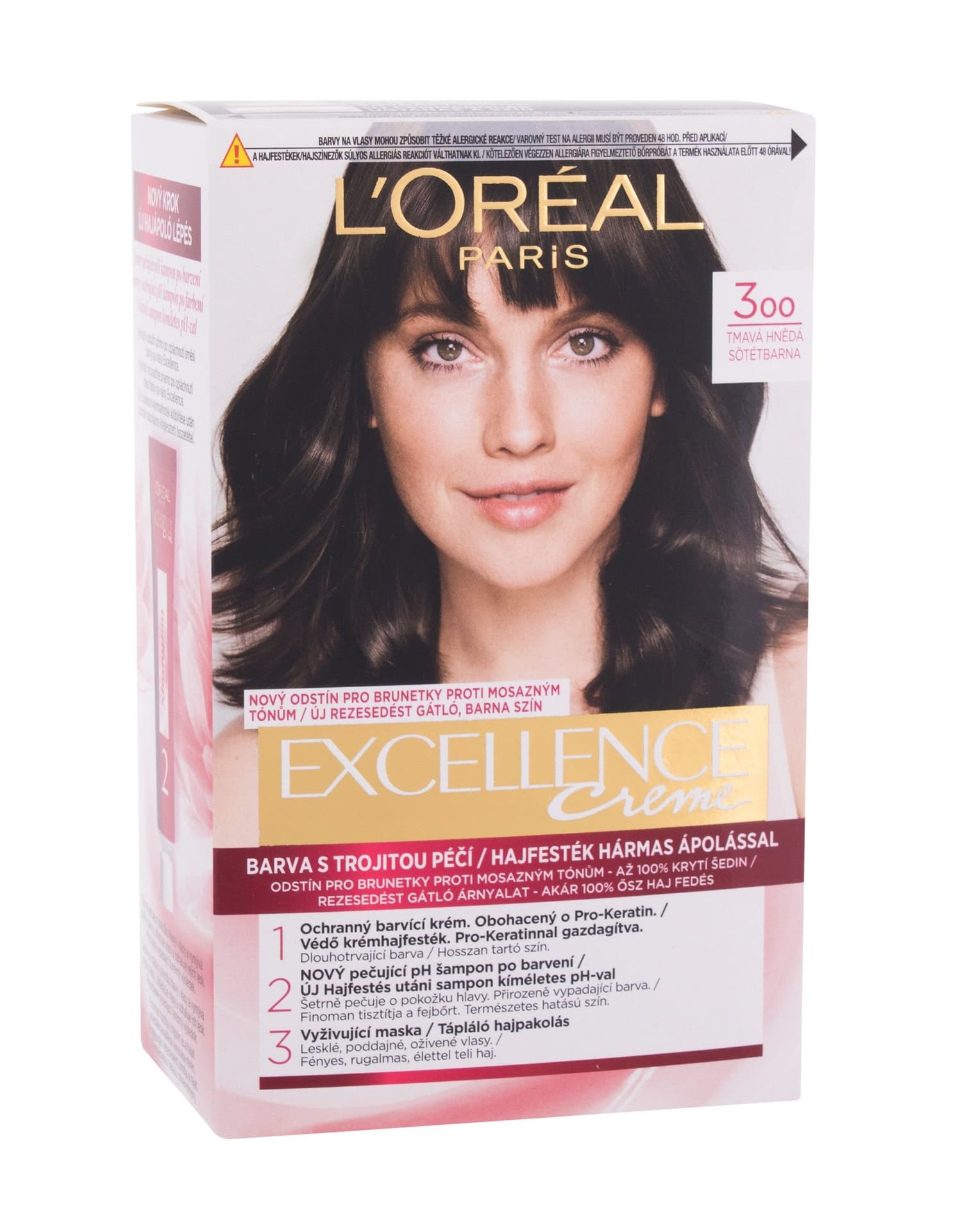 

L´Oréal Paris 300 Dark Brown Creme Triple Protection Excellence Farba do włosów 48ml (W)