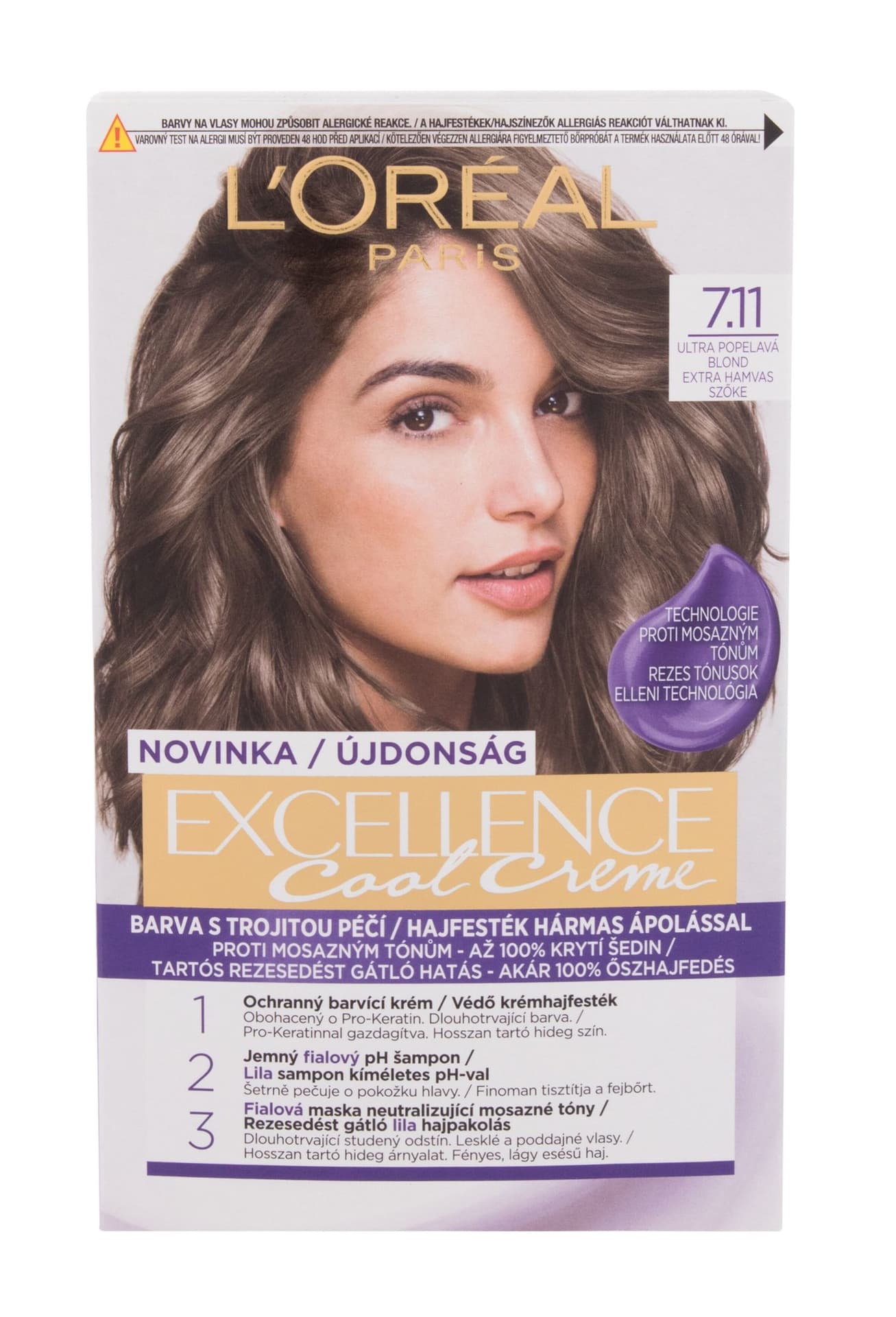 

L´Oréal Paris 7,11 Ultra Ash Blond Cool Creme Excellence Farba do włosów 48ml (W)