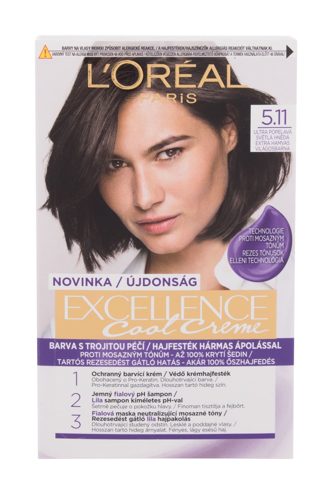 

L´Oréal Paris 5,11 Ultra Ash Light Brown Cool Creme Excellence Farba do włosów 48ml (W)