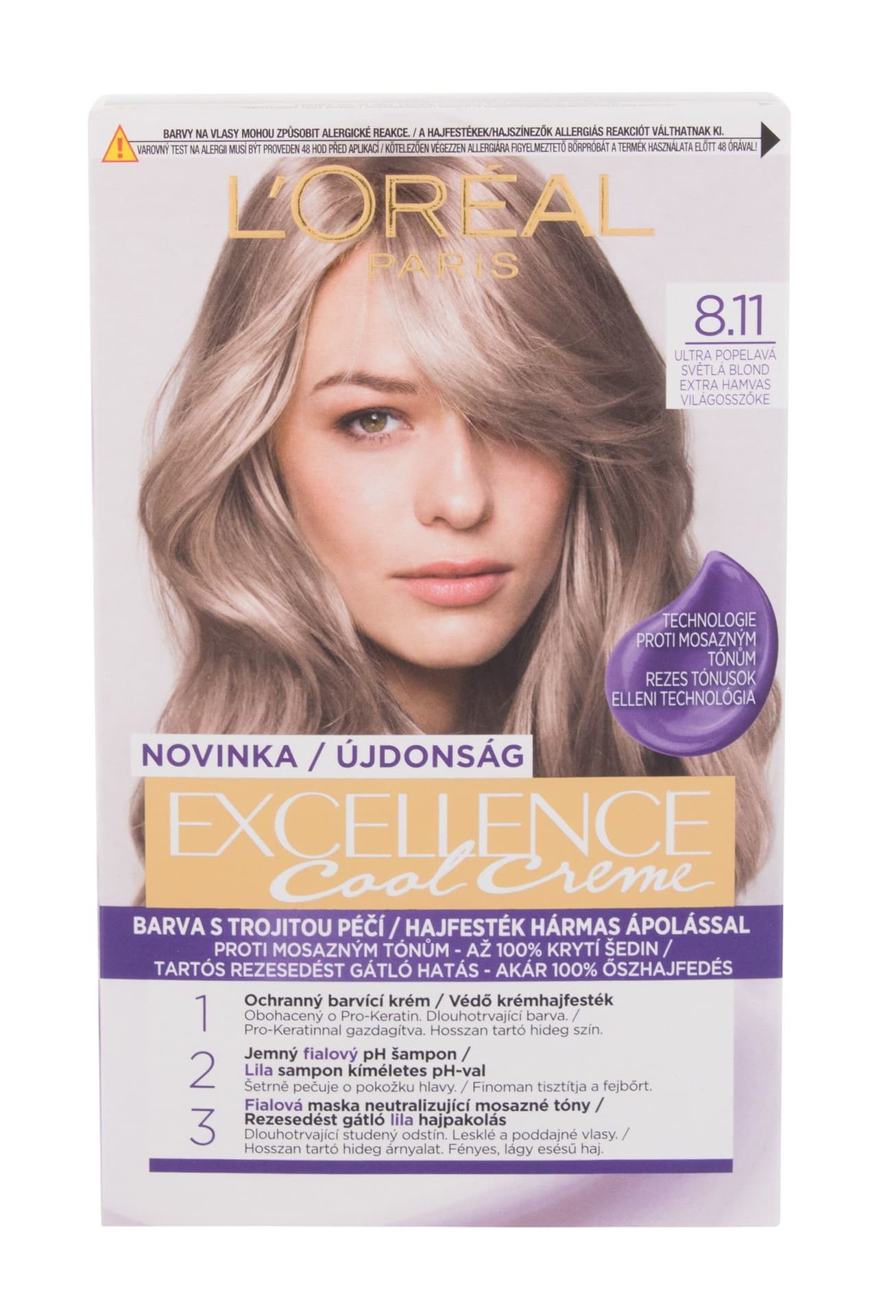 

L´Oréal Paris 8,11 Ultra Ash Light Blond Cool Creme Excellence Farba do włosów 48ml (W)