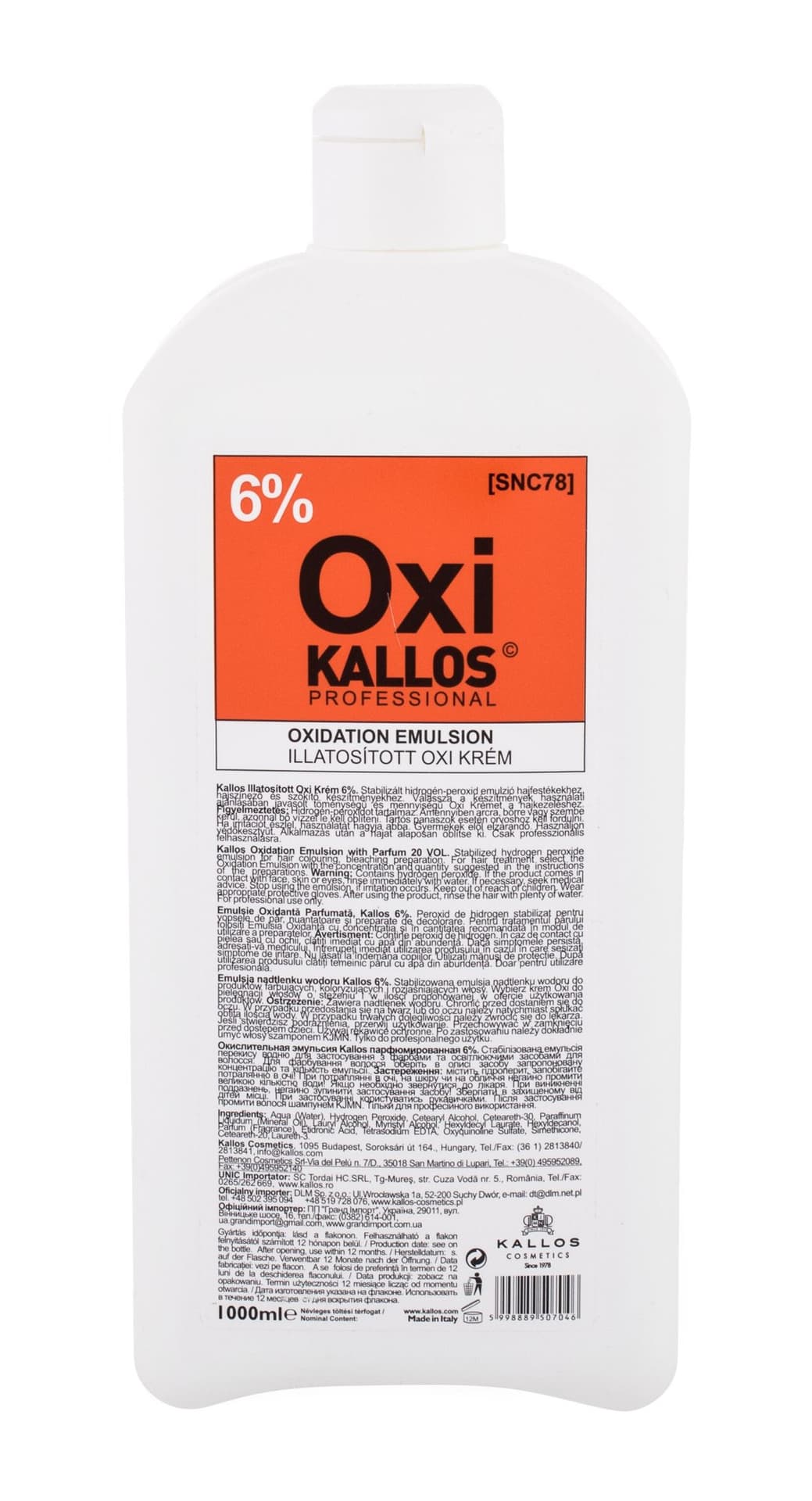 

Kallos Cosmetics Oxi 6% Farba do włosów 1000ml (W)