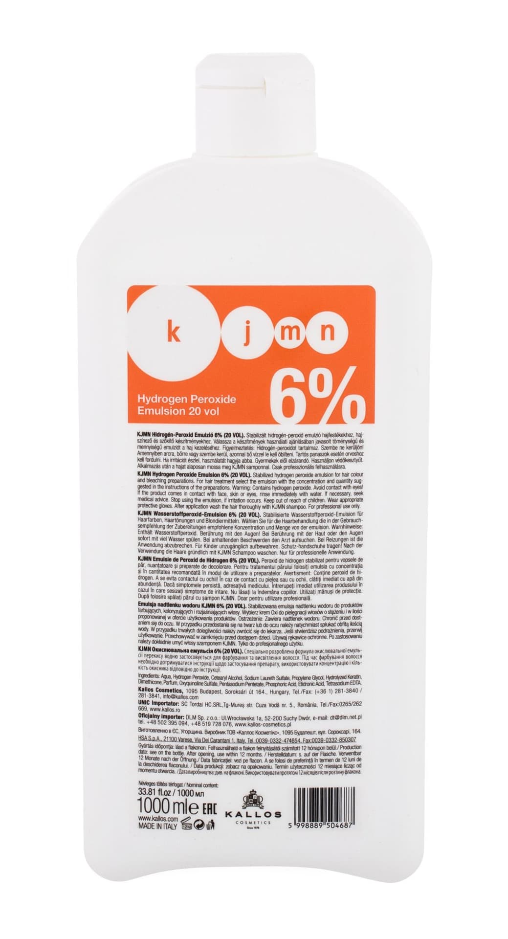 

Kallos Cosmetics Hydrogen Peroxide Emulsion KJMN 6% Farba do włosów 1000ml (W)